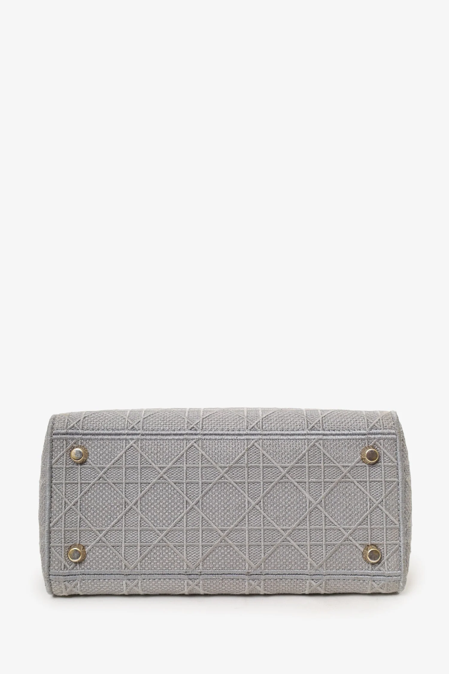 Christian Dior 2020 Grey Cannage Embroidered Canvas Medium Lady D-Lite With Strap - Image 6