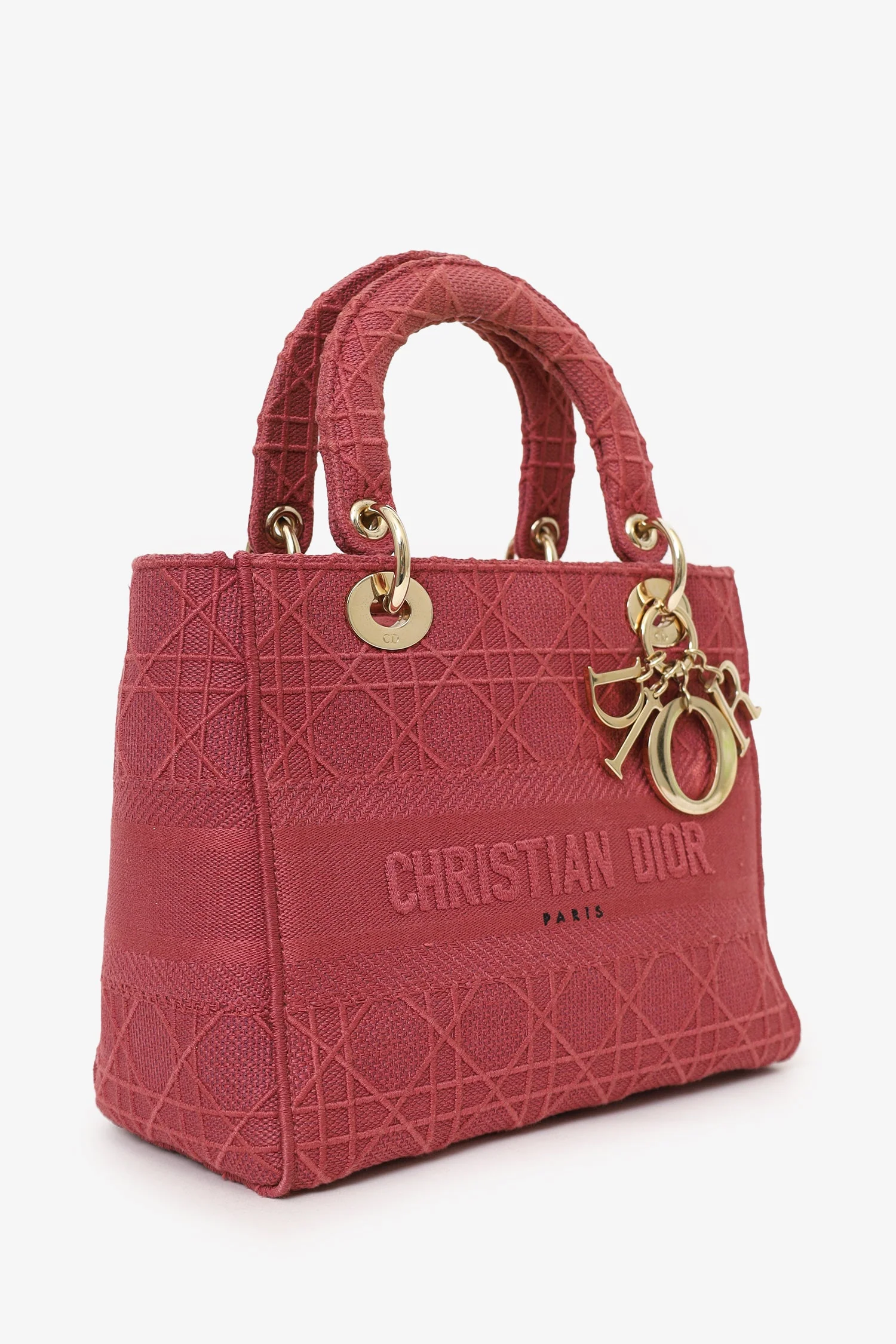 Christian Dior 2020 Pink Cannage Canvas Medium Lady D-Lite With Strap - Image 2