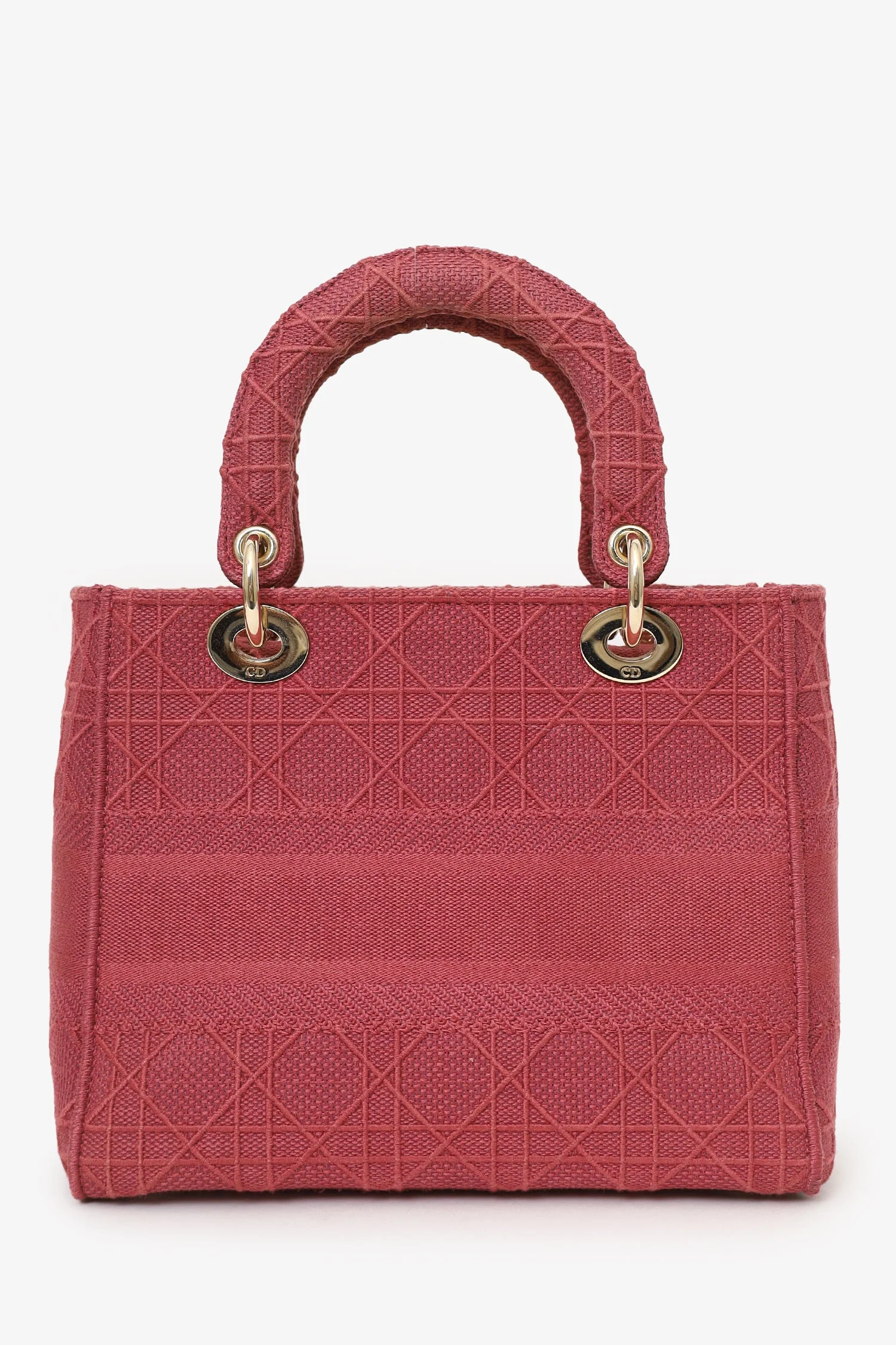 Christian Dior 2020 Pink Cannage Canvas Medium Lady D-Lite With Strap - Image 3