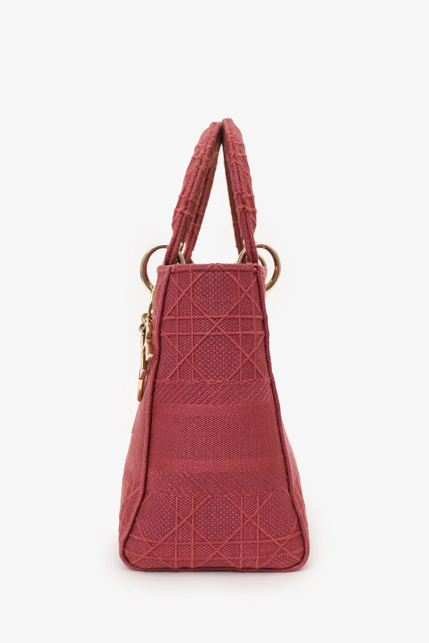Christian Dior 2020 Pink Cannage Canvas Medium Lady D-Lite With Strap - Image 5
