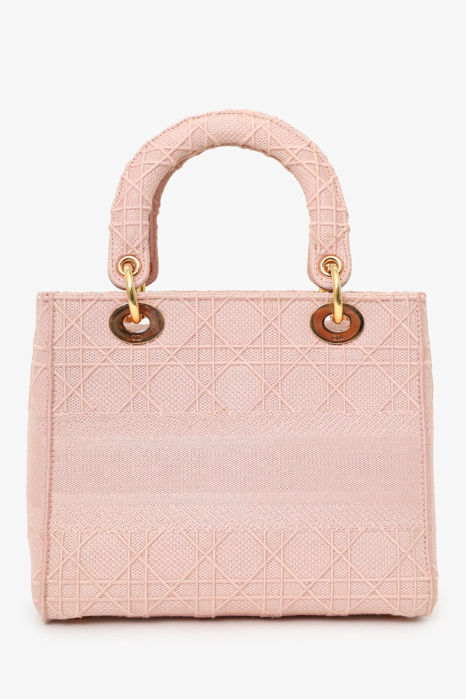 Christian Dior 2020 Pink Cannage Embroidered Canvas Medium Lady D-Lite With Strap - Image 3
