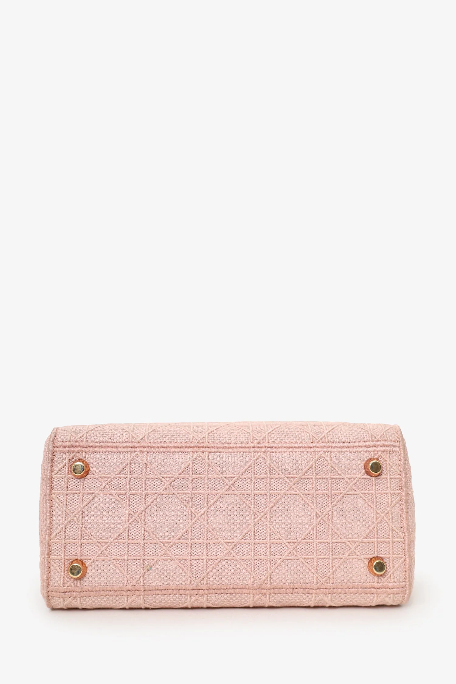Christian Dior 2020 Pink Cannage Embroidered Canvas Medium Lady D-Lite With Strap - Image 7