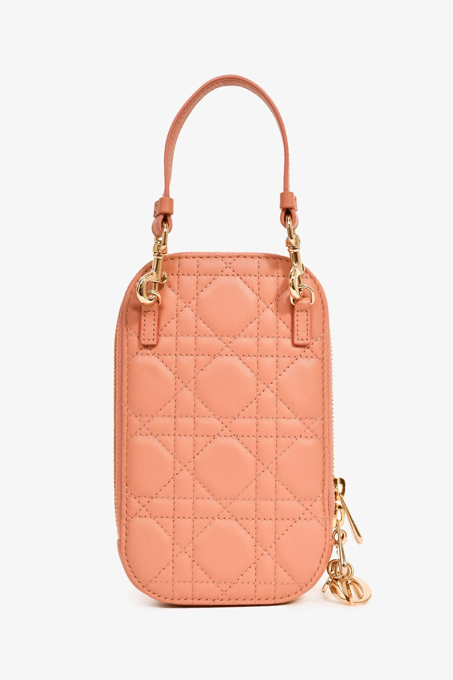 Christian Dior 2020 Pink Cannage Leather Call'in Dior Phone Holder with Chain Strap - Image 2