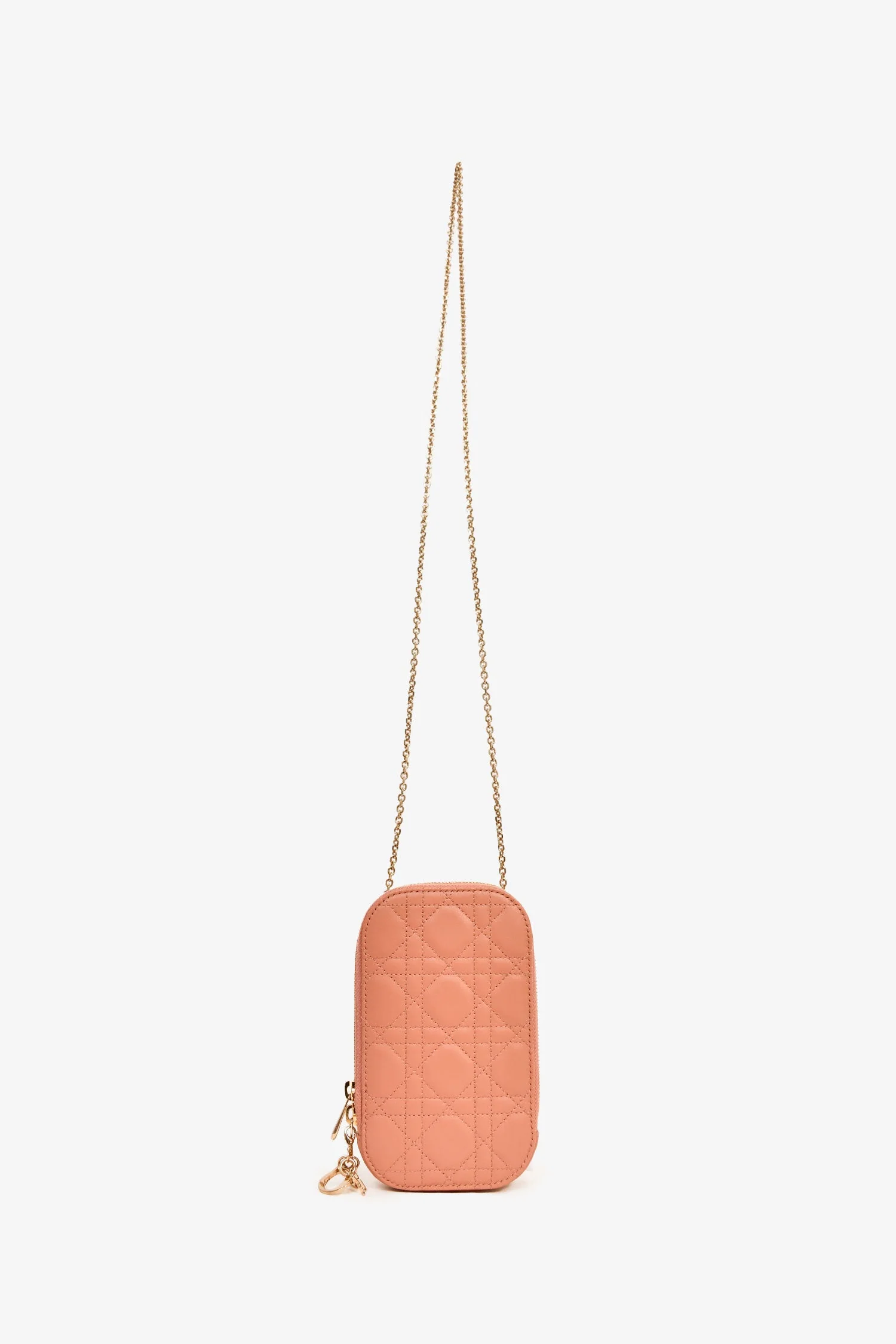 Christian Dior 2020 Pink Cannage Leather Call'in Dior Phone Holder with Chain Strap - Image 7