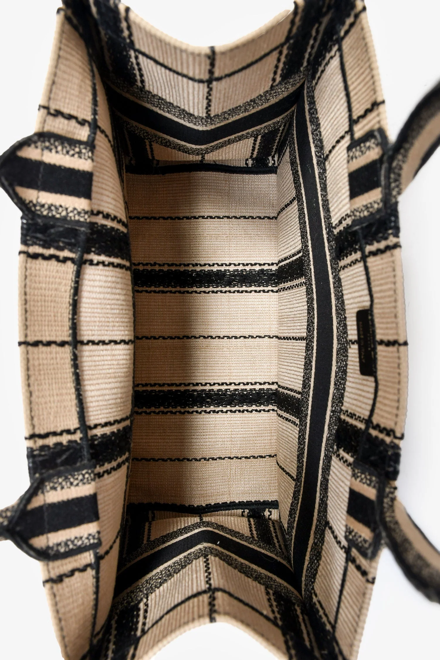 Christian Dior 2020 Tan/Black Canvas Striped Medium Book Tote - Image 6