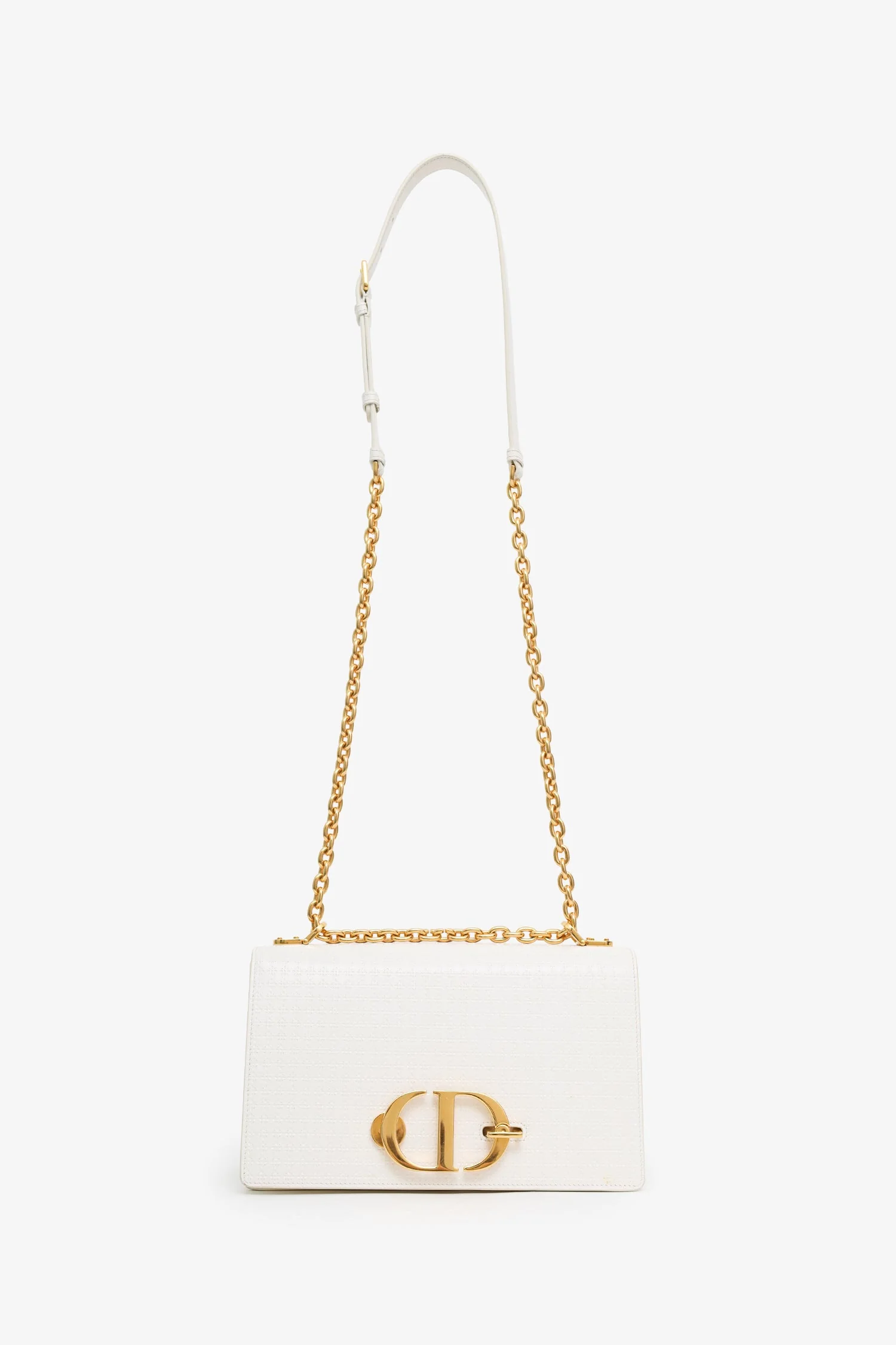 Christian Dior 2020 White Micro Cannage 30 Montaigne Chain Shoulder Bag - Image 6
