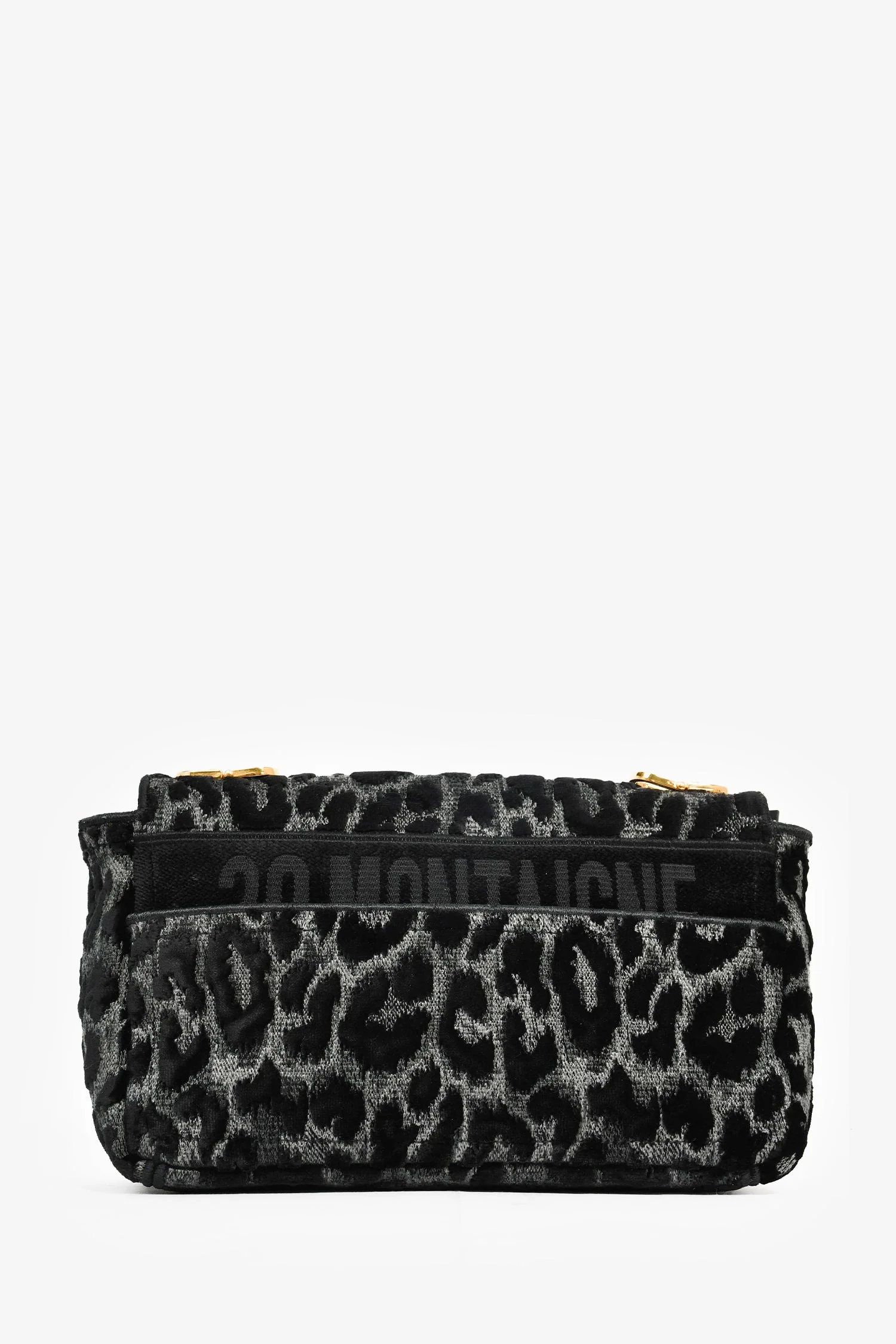 Christian Dior 2021 Black Grey Velvet Leopard Print Medium Caro Bag - Image 2