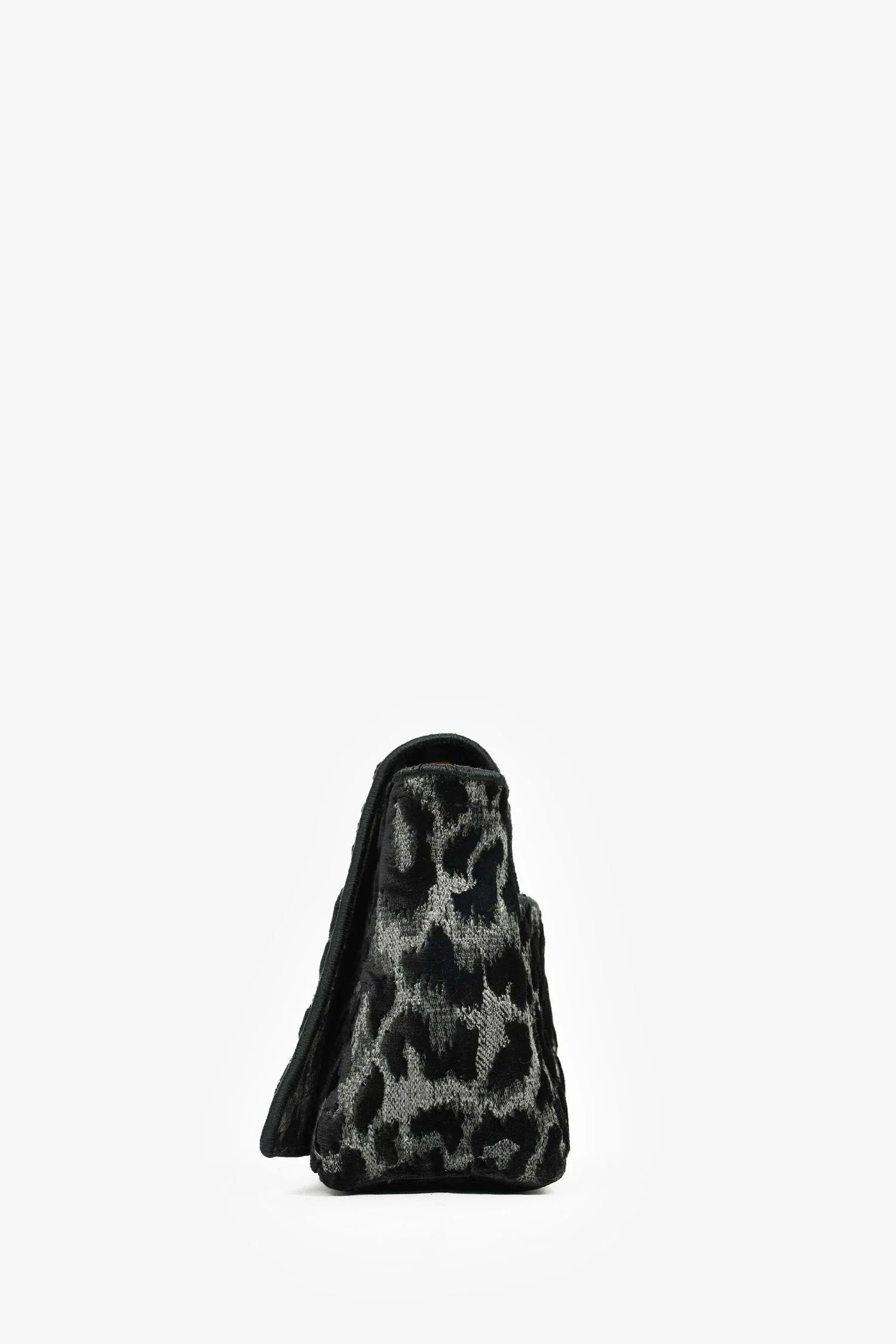 Christian Dior 2021 Black Grey Velvet Leopard Print Medium Caro Bag - Image 4