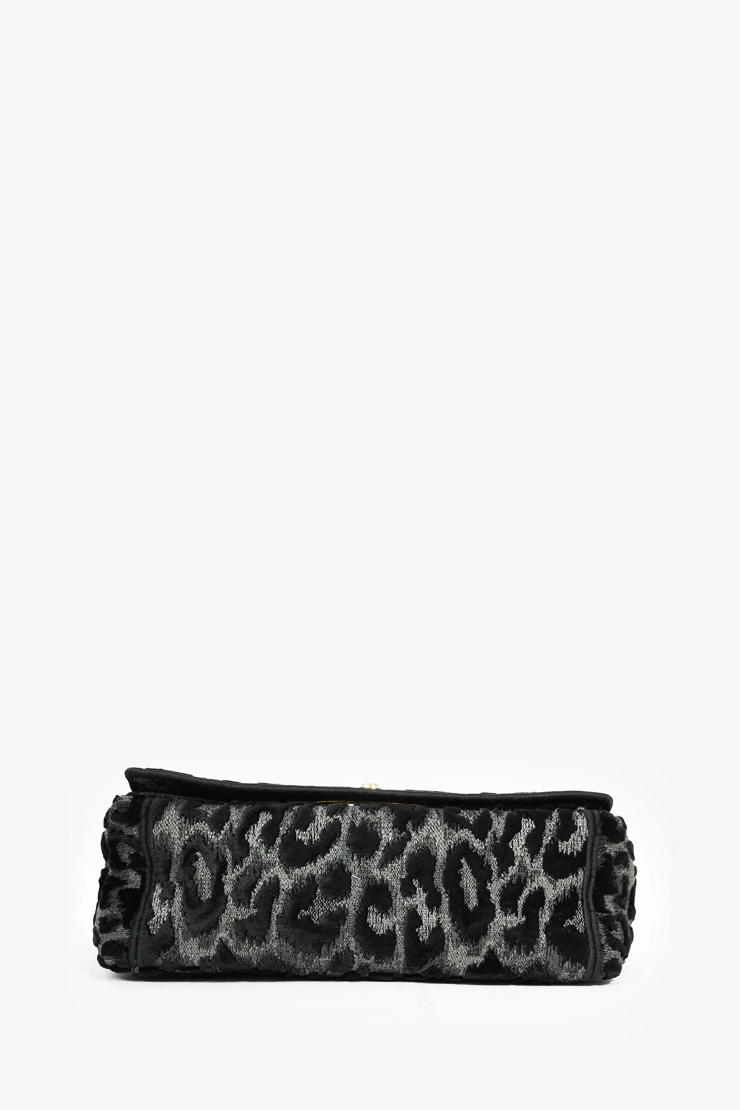 Christian Dior 2021 Black Grey Velvet Leopard Print Medium Caro Bag - Image 5