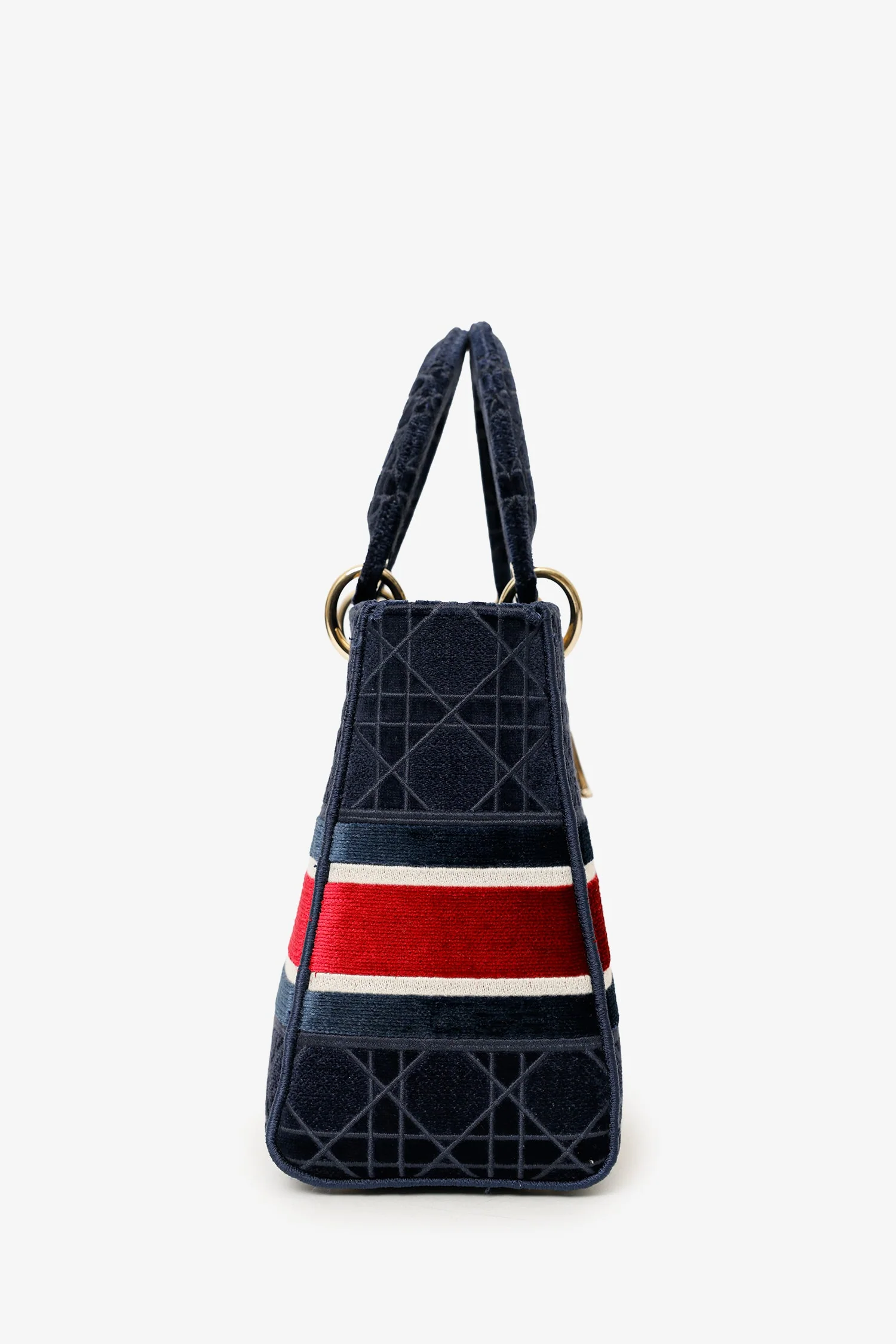 Christian Dior 2021 Blue Velvet 'Cannage D-Lite' Medium Bag With Strap - Image 2