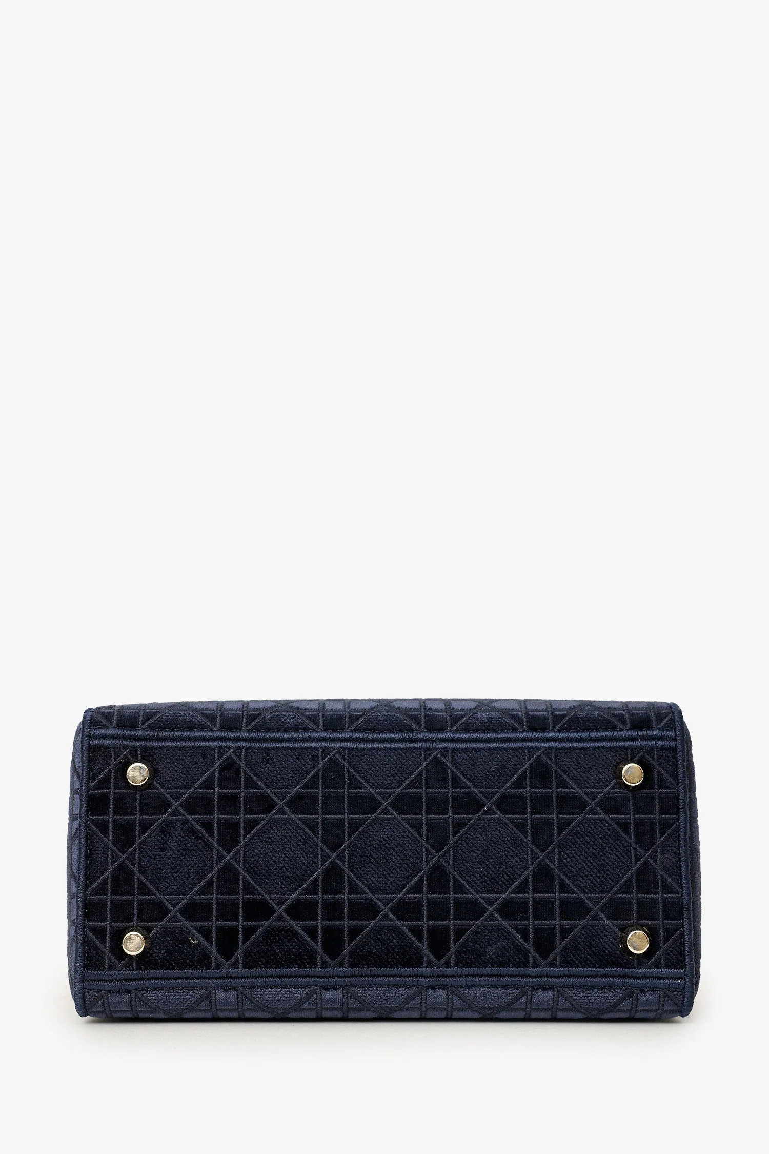Christian Dior 2021 Blue Velvet 'Cannage D-Lite' Medium Bag With Strap - Image 5