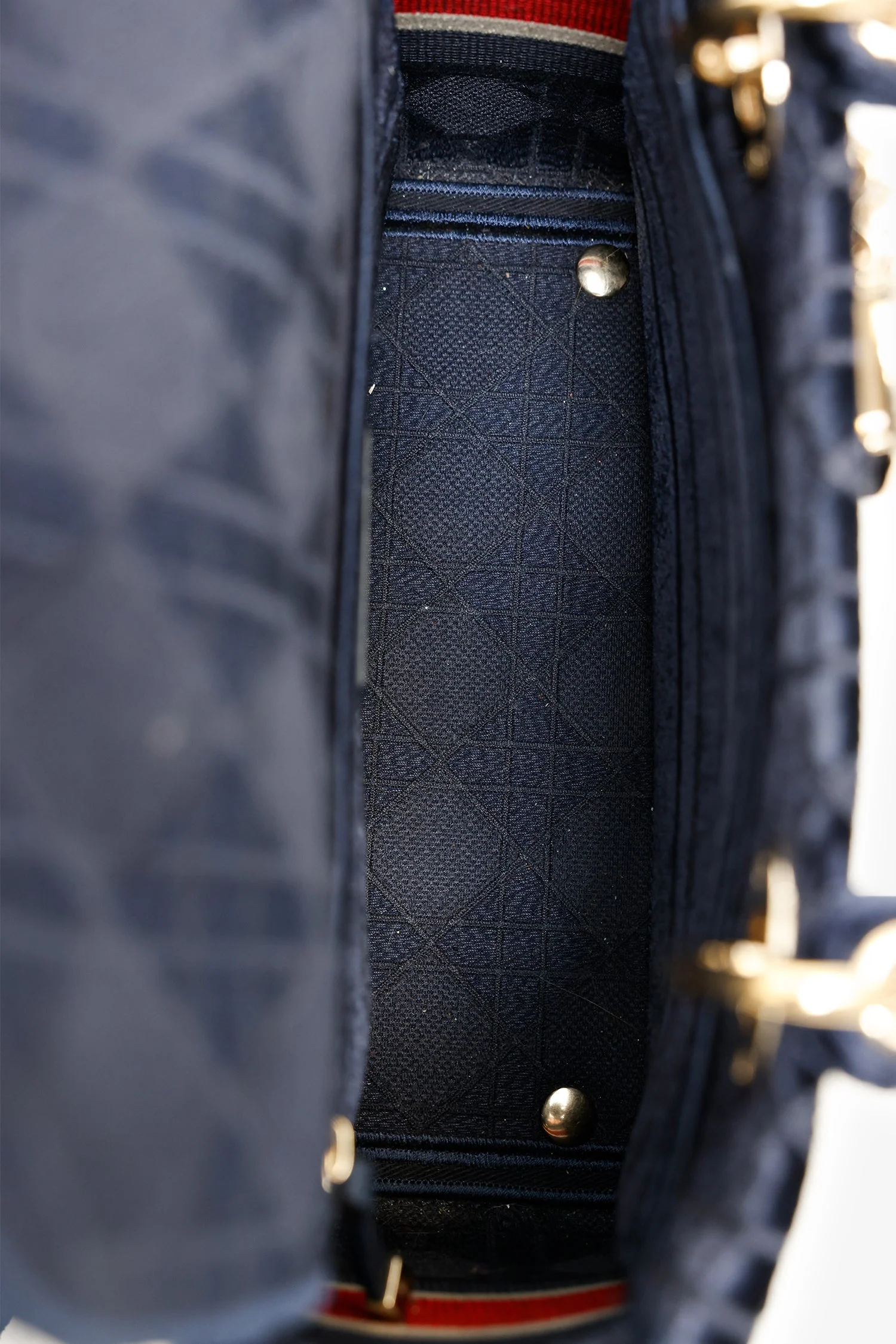 Christian Dior 2021 Blue Velvet 'Cannage D-Lite' Medium Bag With Strap - Image 7