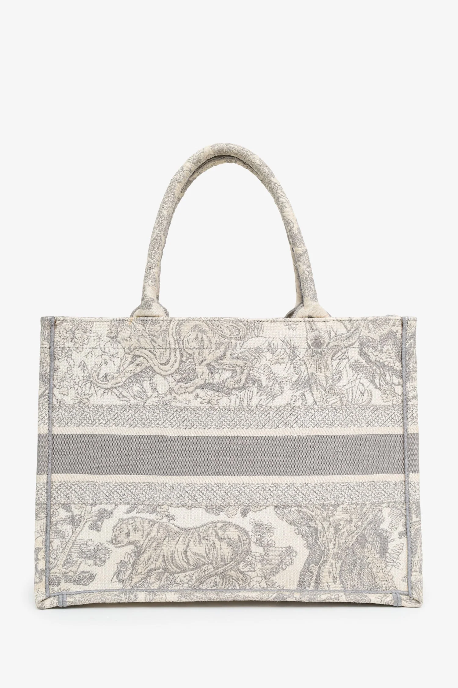 Christian Dior 2021 Grey Canvas Toile de Jouy Embroidered Medium Book Tote - Image 2