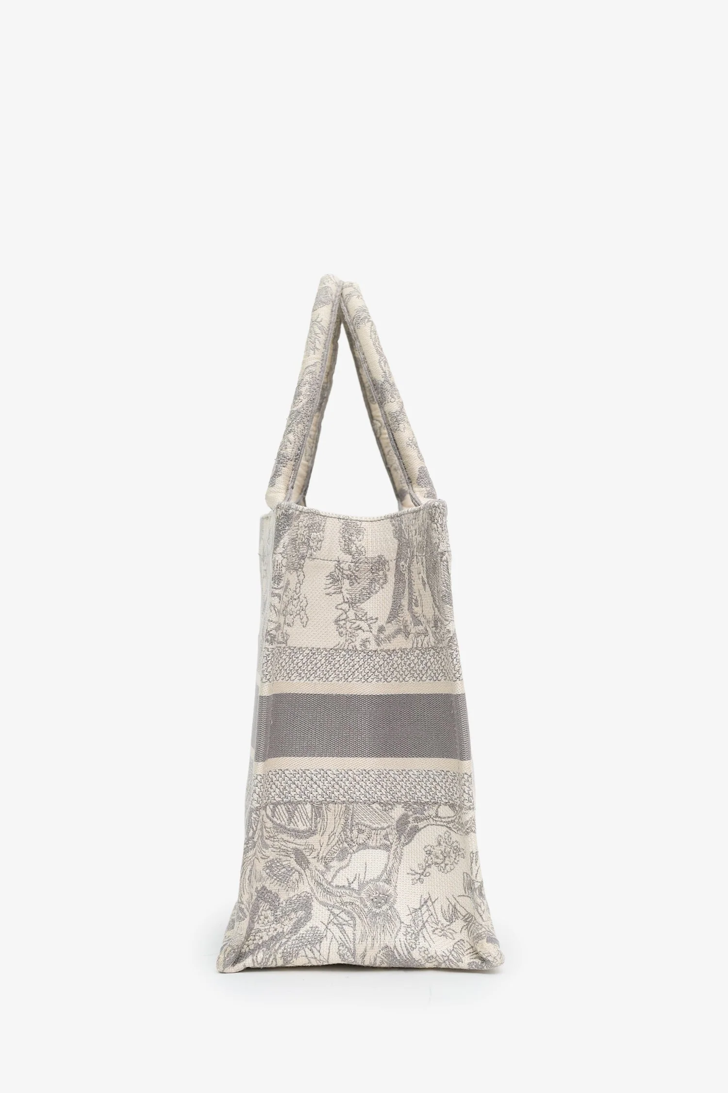 Christian Dior 2021 Grey Canvas Toile de Jouy Embroidered Medium Book Tote - Image 3