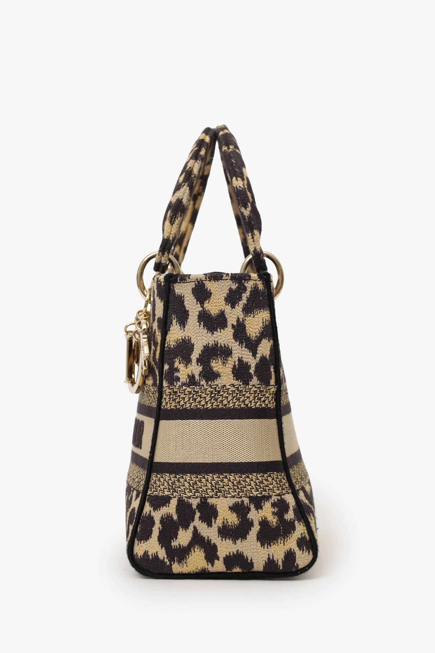 Christian Dior 2021 Leopard Print Canvas Medium Lady Dior Bag with Strap - Image 4