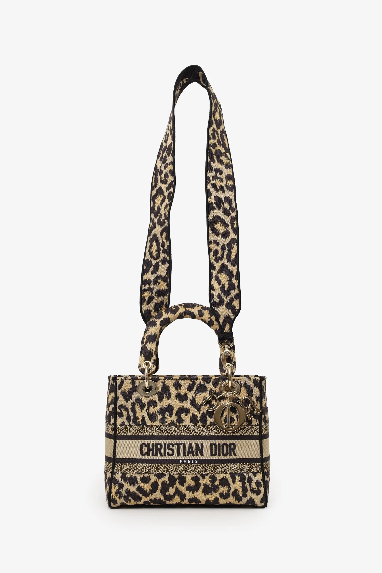 Christian Dior 2021 Leopard Print Canvas Medium Lady Dior Bag with Strap - Image 6