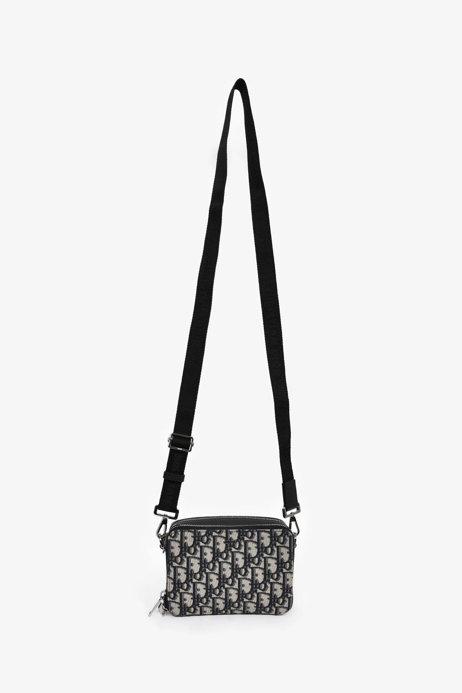 Christian Dior 2021 Navy Oblique Jacquard Wallet On Strap - Image 7