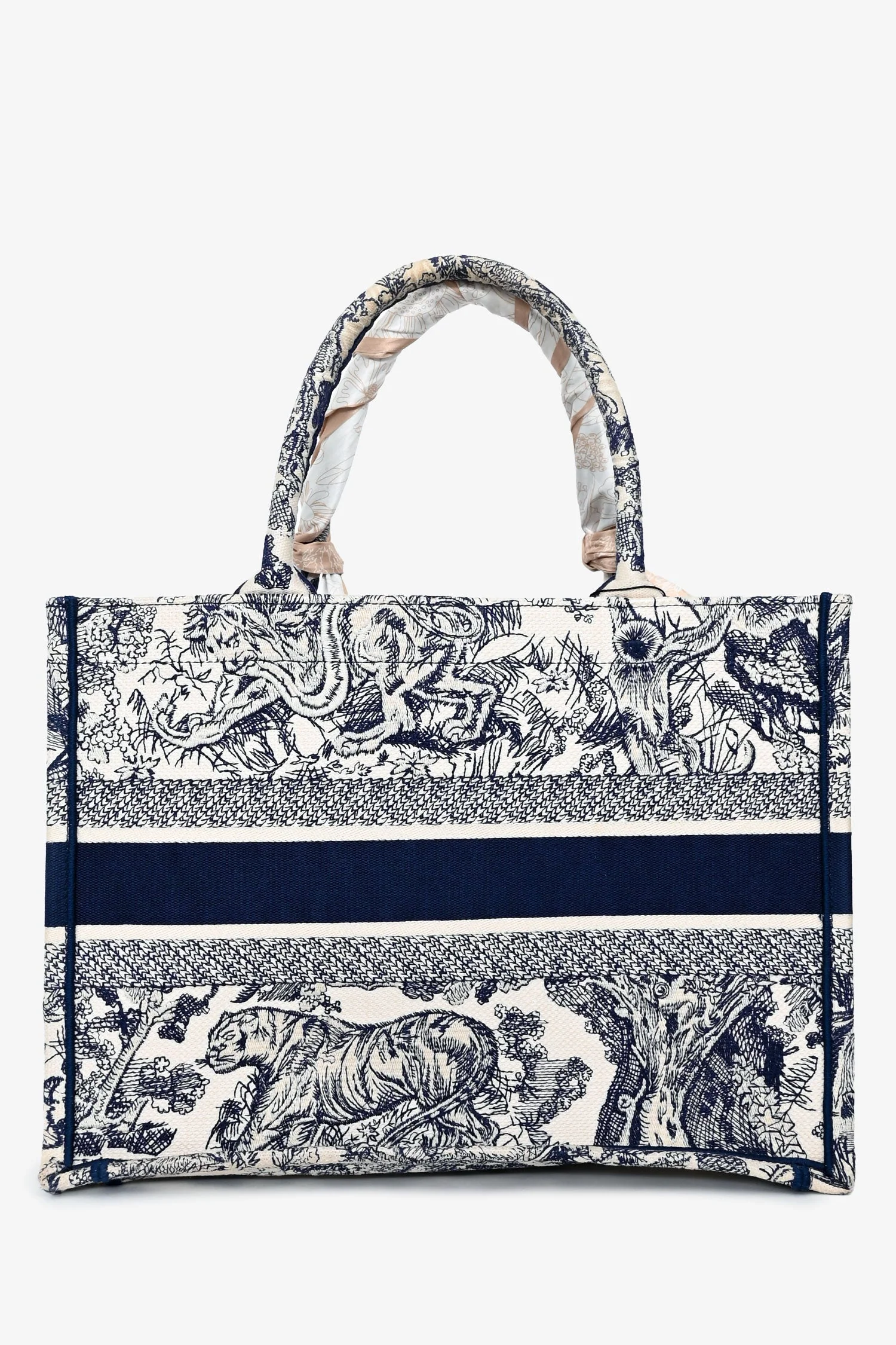 Christian Dior 2021 Navy/White Toile de Jouy Embroidered Medium Book Tote - Image 2