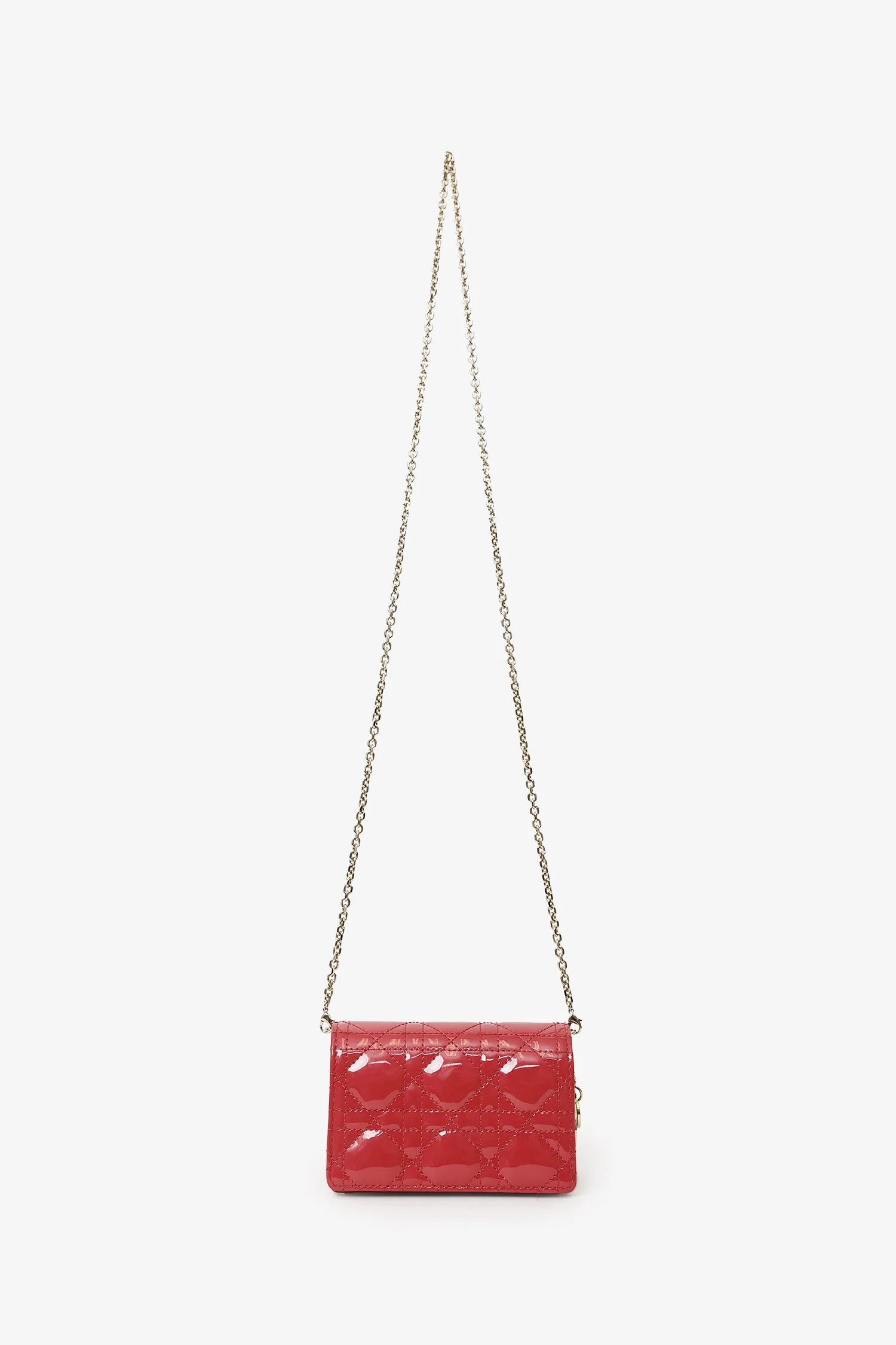Christian Dior 2021 Pink Patent Leather Nano Lady Dior Chain Pouch - Image 6