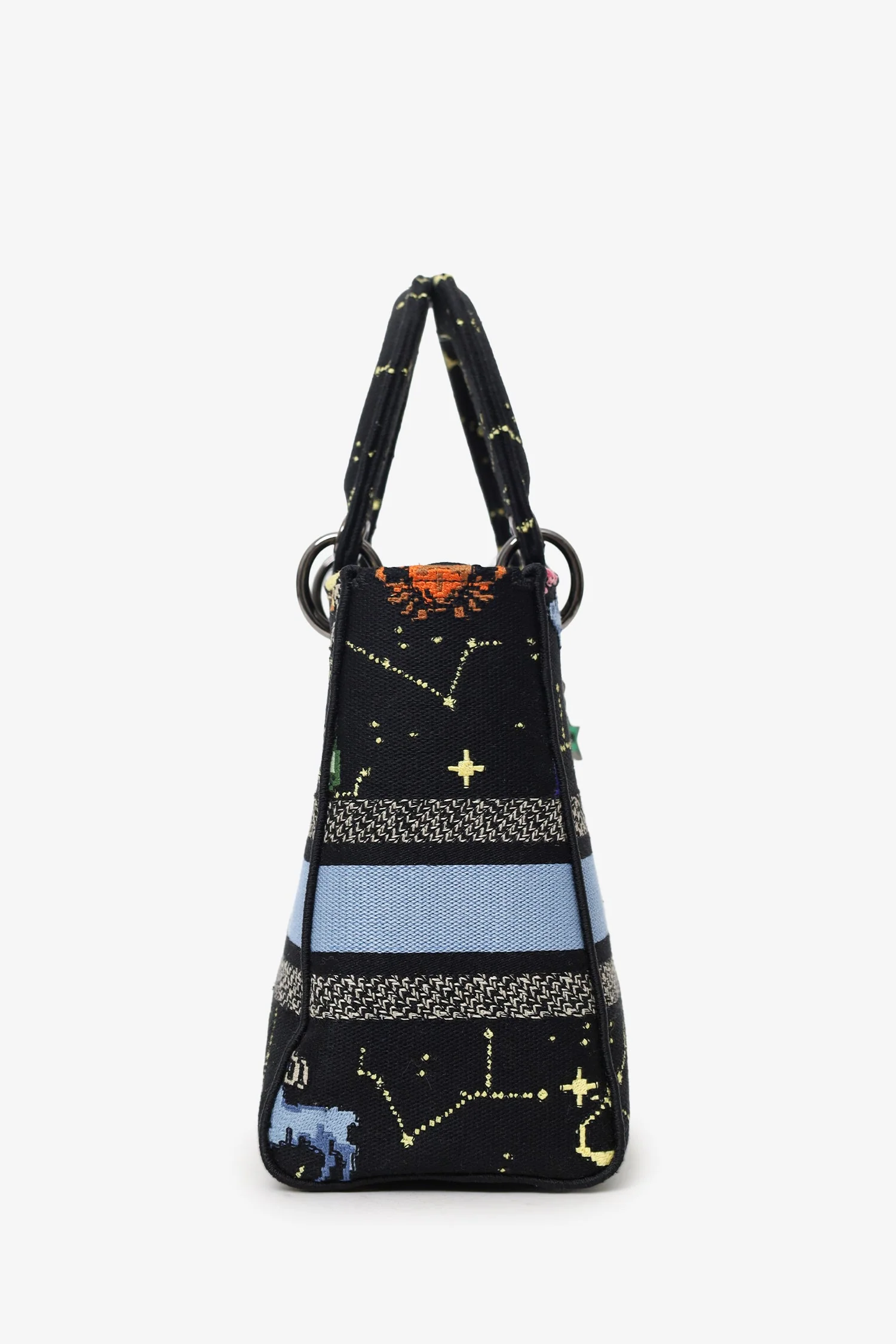 Christian Dior 2022 Black Canvas Pixel Zodiac Embroidered Medium Lady D-Lite With Strap - Image 3
