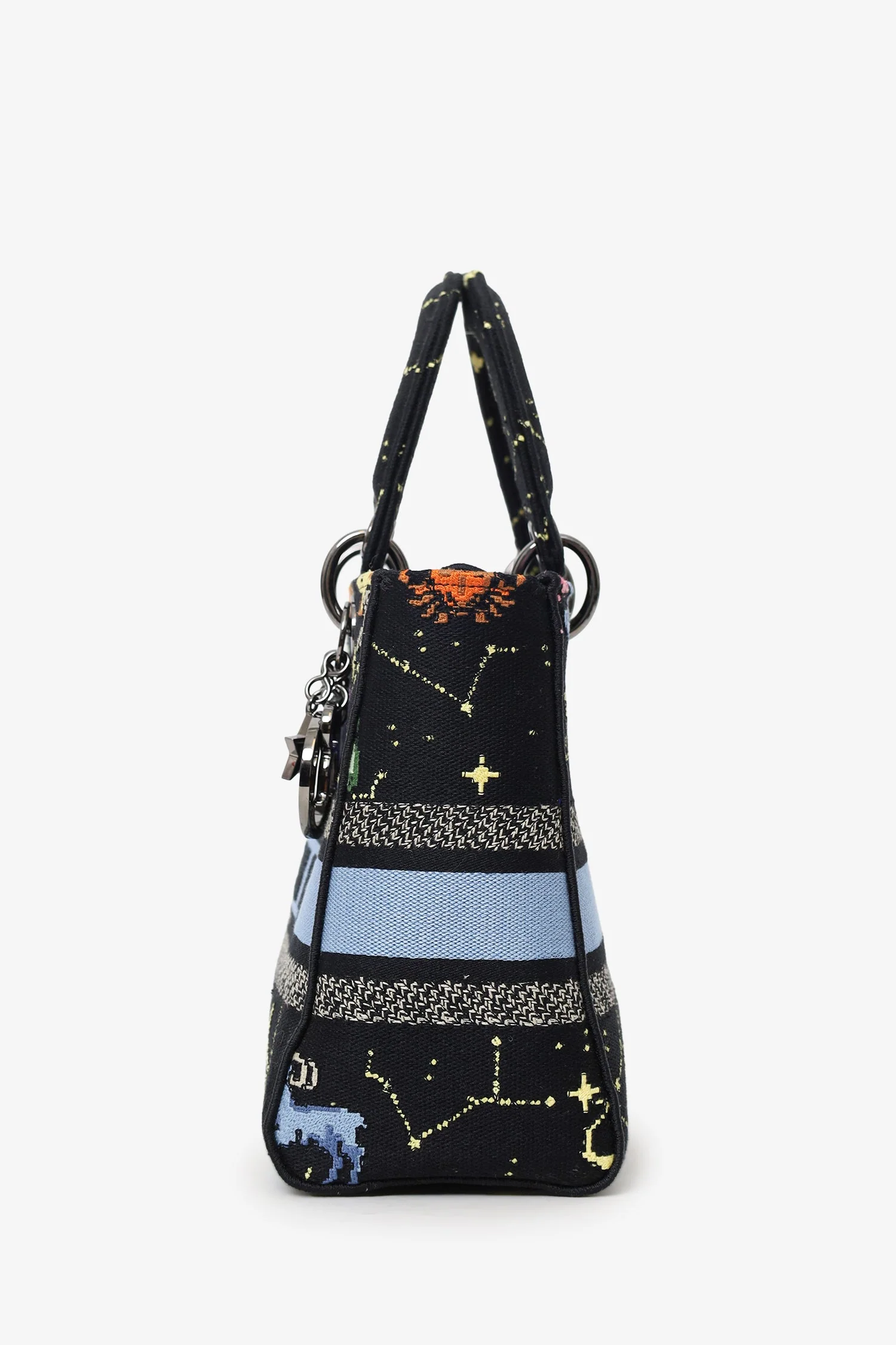 Christian Dior 2022 Black Canvas Pixel Zodiac Embroidered Medium Lady D-Lite With Strap - Image 4
