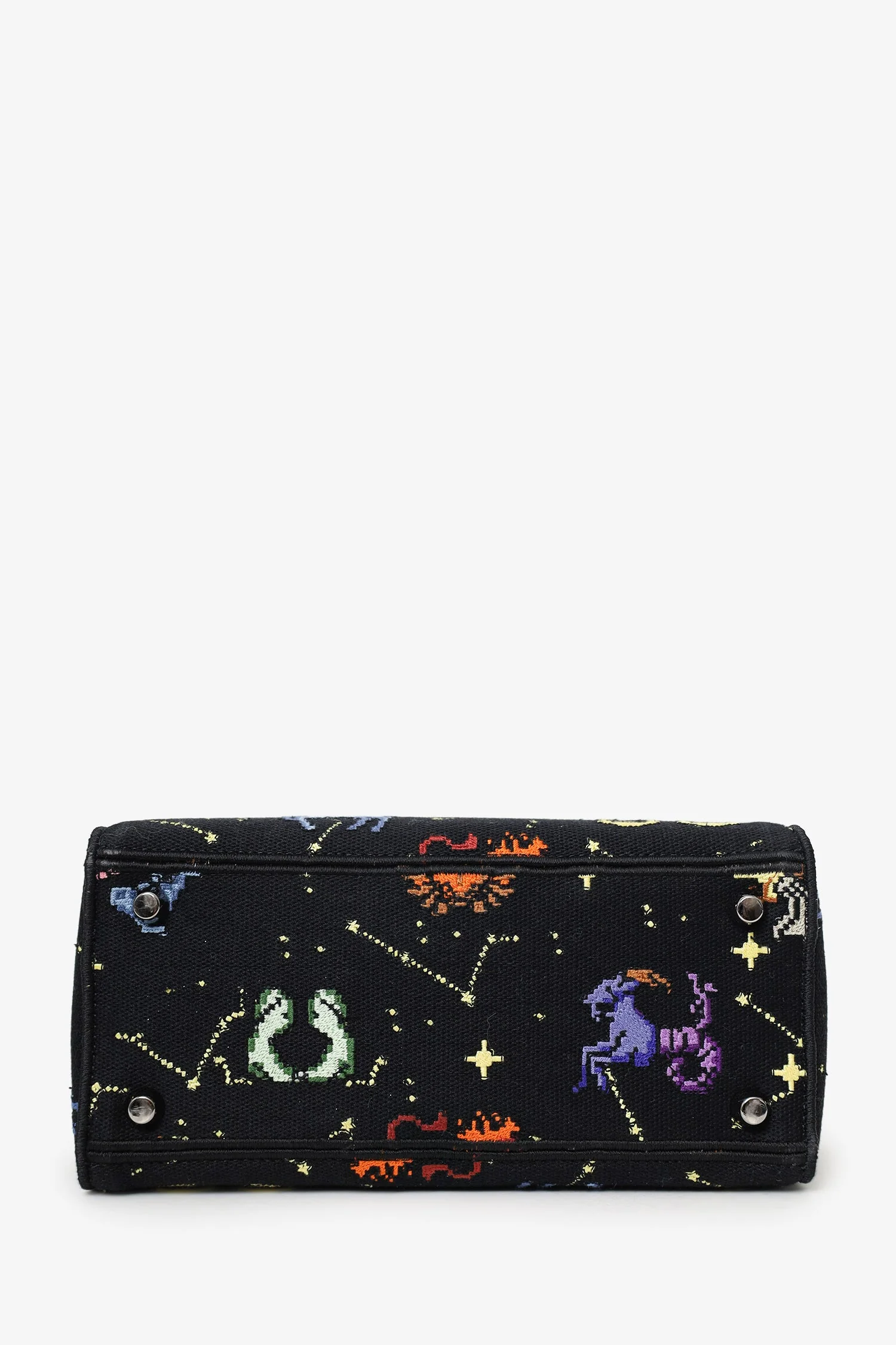 Christian Dior 2022 Black Canvas Pixel Zodiac Embroidered Medium Lady D-Lite With Strap - Image 5