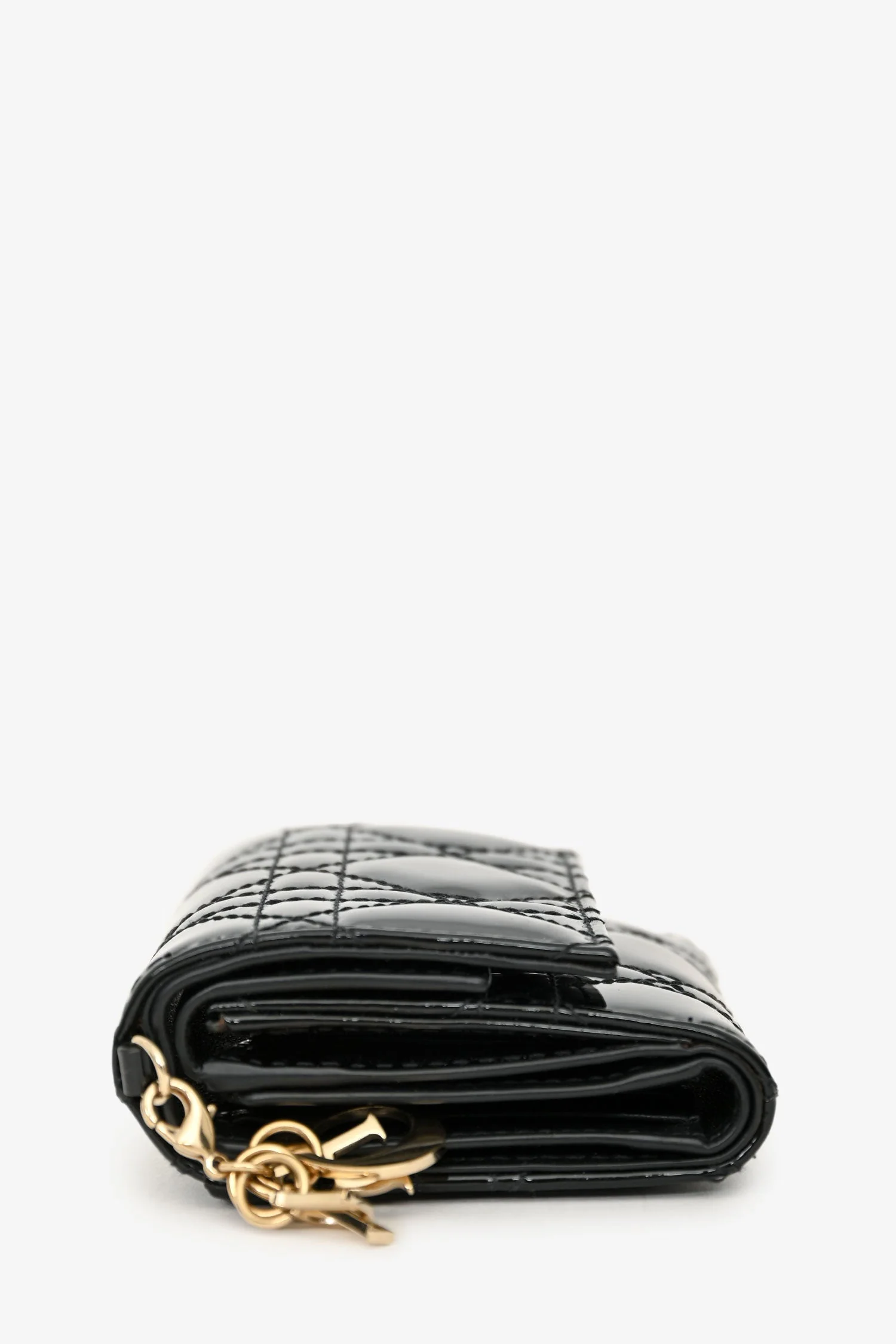Christian Dior 2022 Black Patent Lotus Trifold Wallet - Image 3