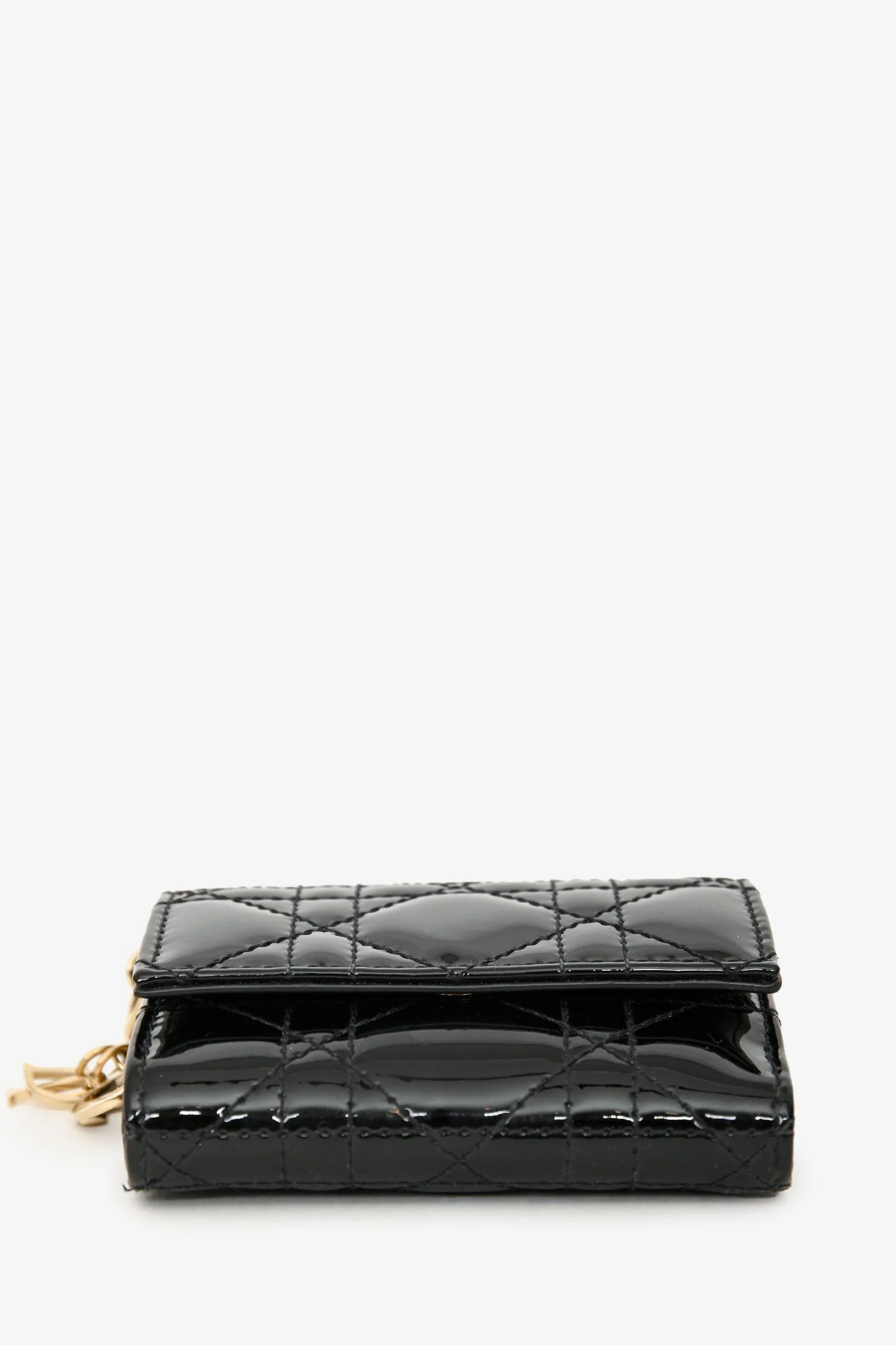 Christian Dior 2022 Black Patent Lotus Trifold Wallet - Image 5