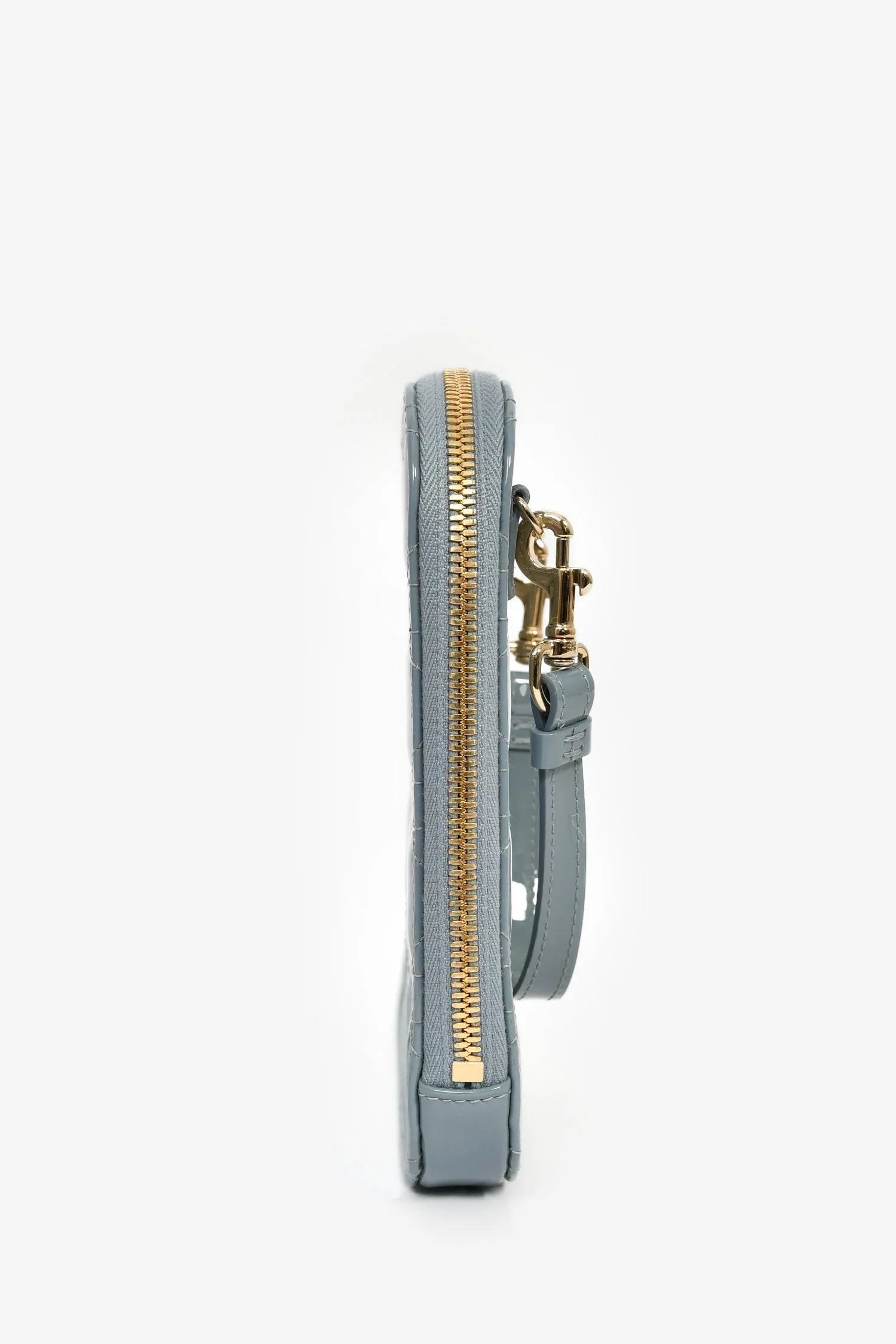 Christian Dior 2022 Blue Cannage Patent 'Call'in Dior' Phone Holder with Chain Strap - Image 3