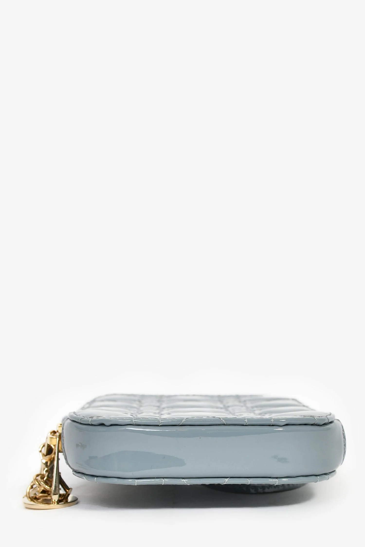 Christian Dior 2022 Blue Cannage Patent 'Call'in Dior' Phone Holder with Chain Strap - Image 5