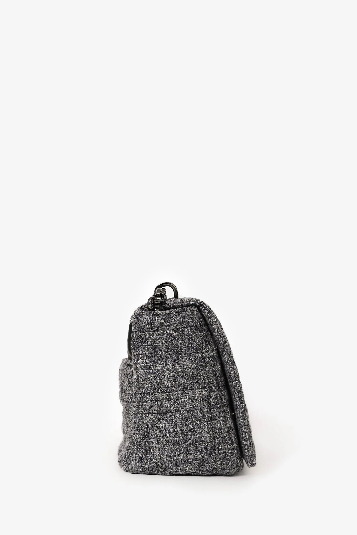 Christian Dior 2022 Grey Tweed Medium Caro Bag - Image 3