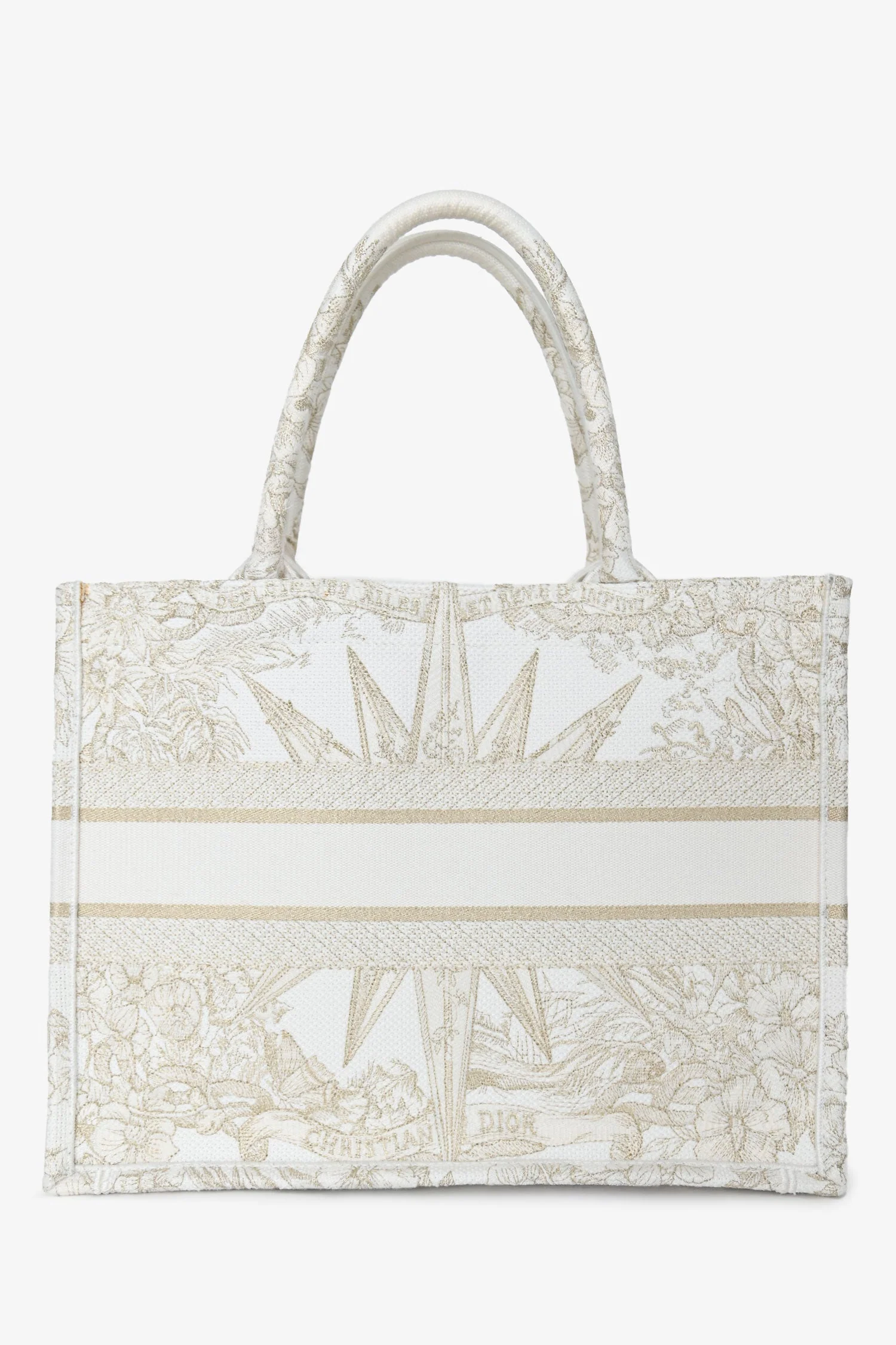 Christian Dior 2022 Metallic & White Canvas Medium Book Tote - Image 2
