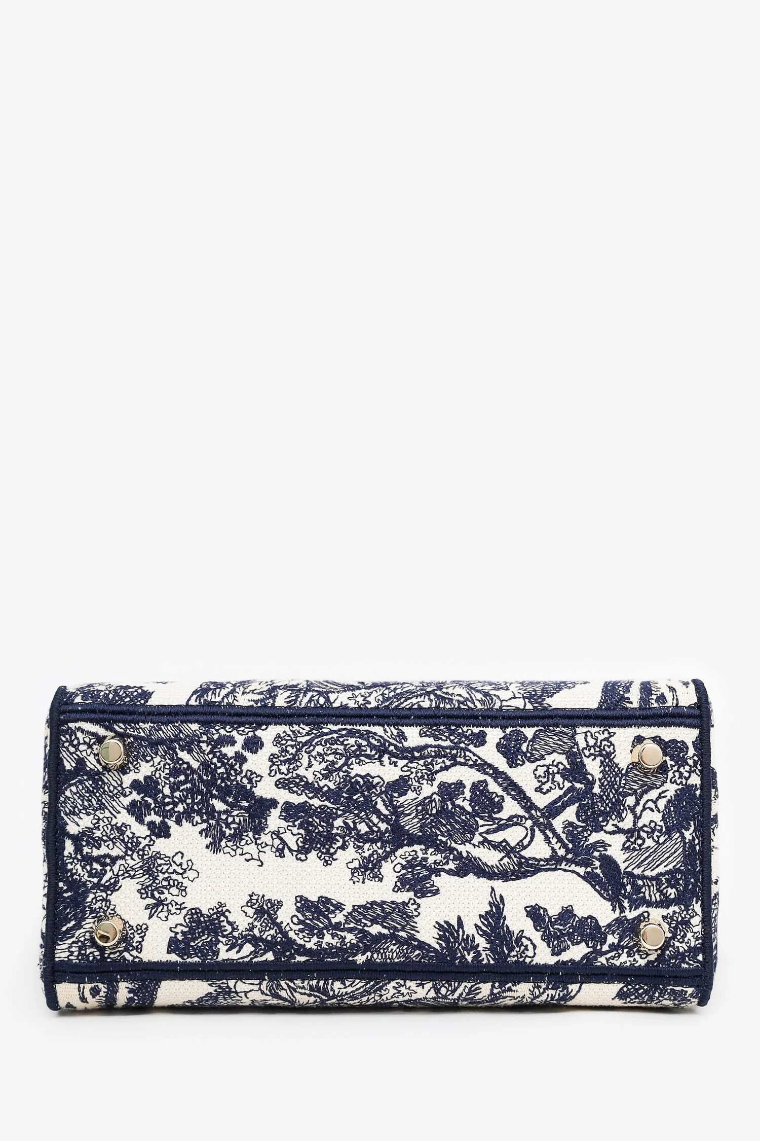 Christian Dior 2022 Navy/White Jacquard D-Lite Medium Top Handle With Strap - Image 5