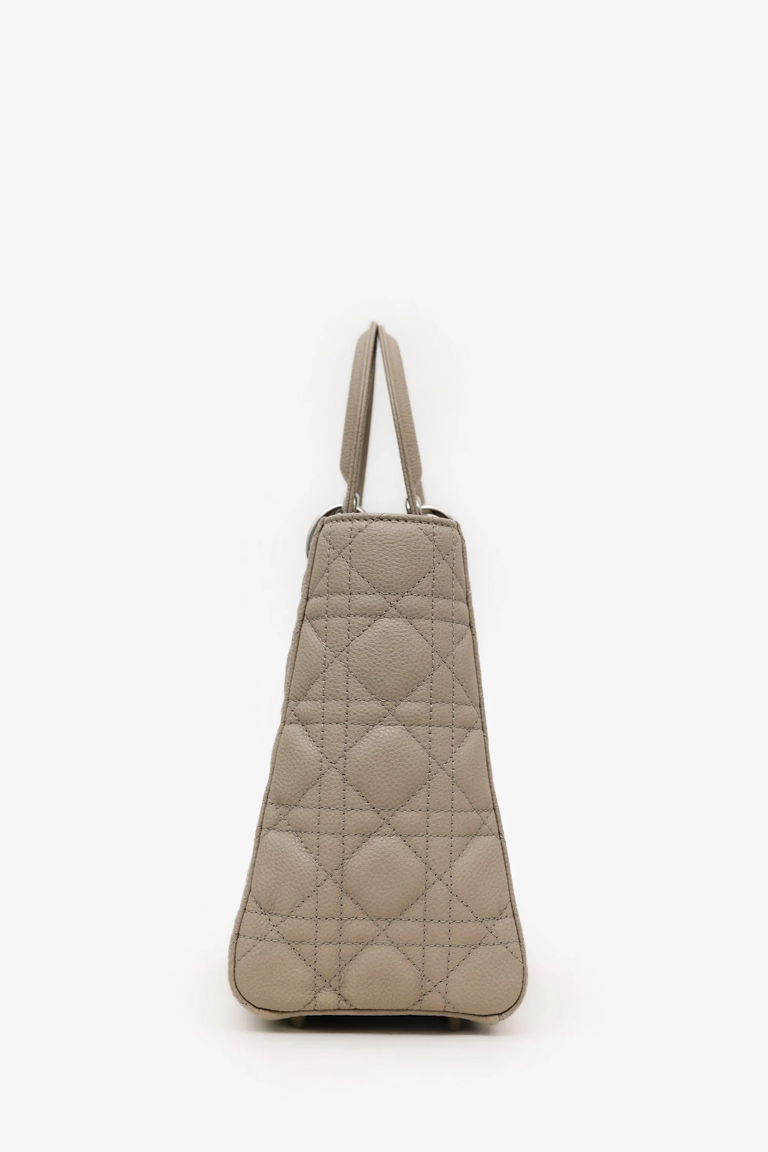 Christian Dior 2022 Taupe Grained Cannage Calfskin Medium Lady Dior Bag With Strap - Image 3