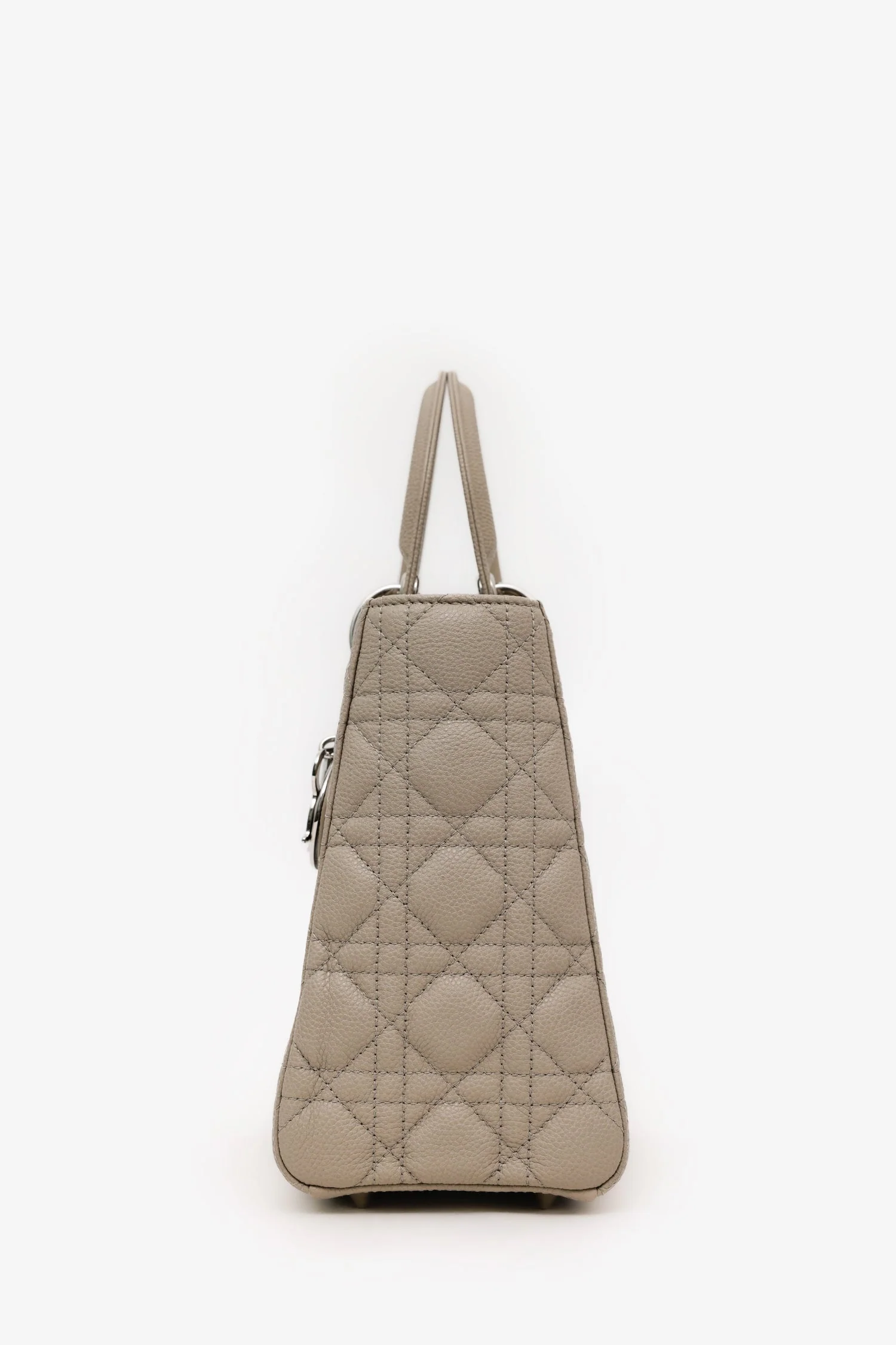 Christian Dior 2022 Taupe Grained Cannage Calfskin Medium Lady Dior Bag With Strap - Image 4