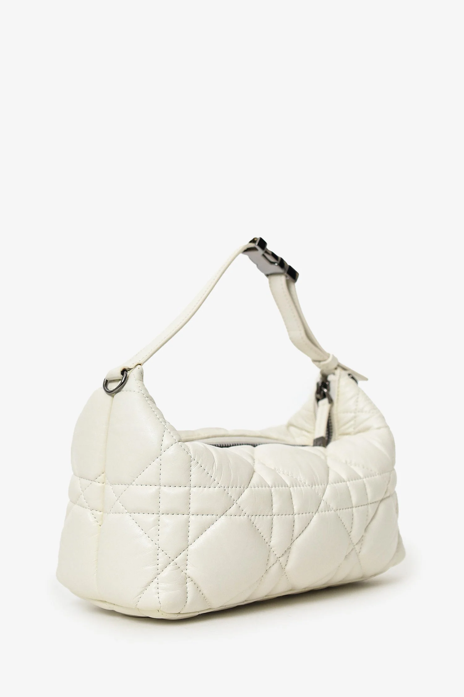 Christian Dior 2022 White Calfskin Macrocannage Medium Diortravel Nomad Pouch - Image 2