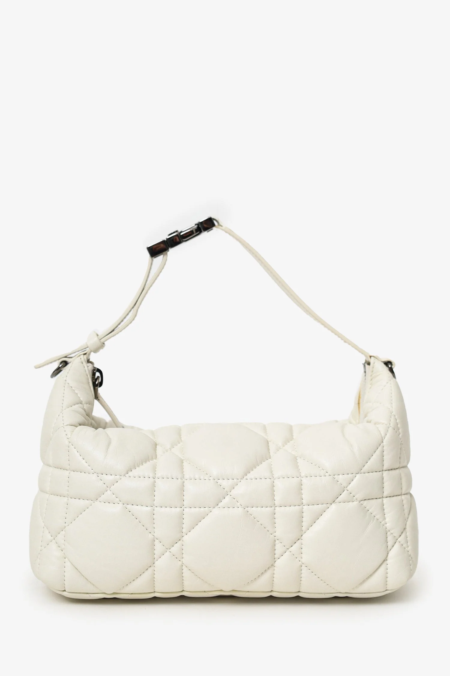 Christian Dior 2022 White Calfskin Macrocannage Medium Diortravel Nomad Pouch - Image 3