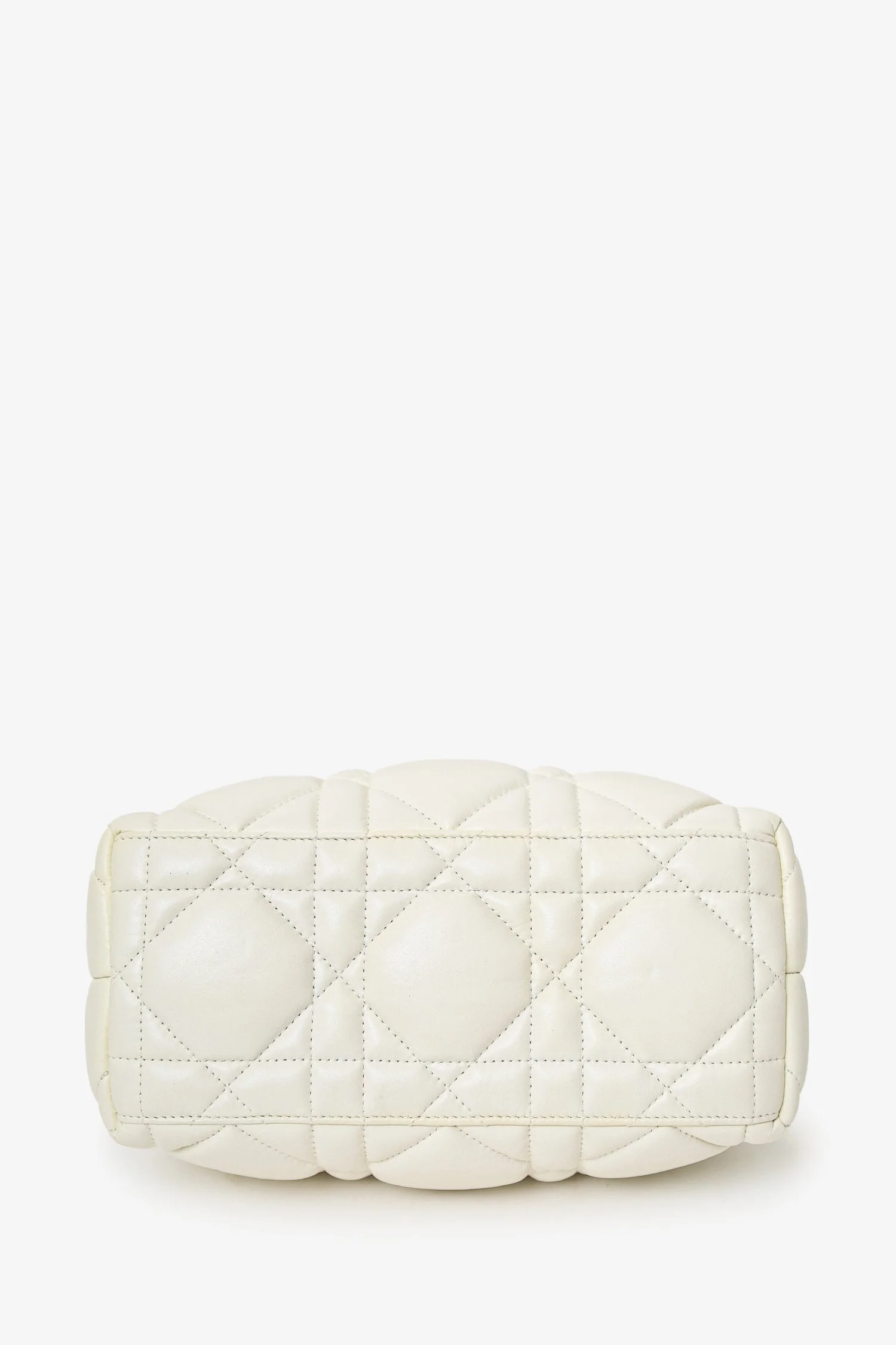 Christian Dior 2022 White Calfskin Macrocannage Medium Diortravel Nomad Pouch - Image 6