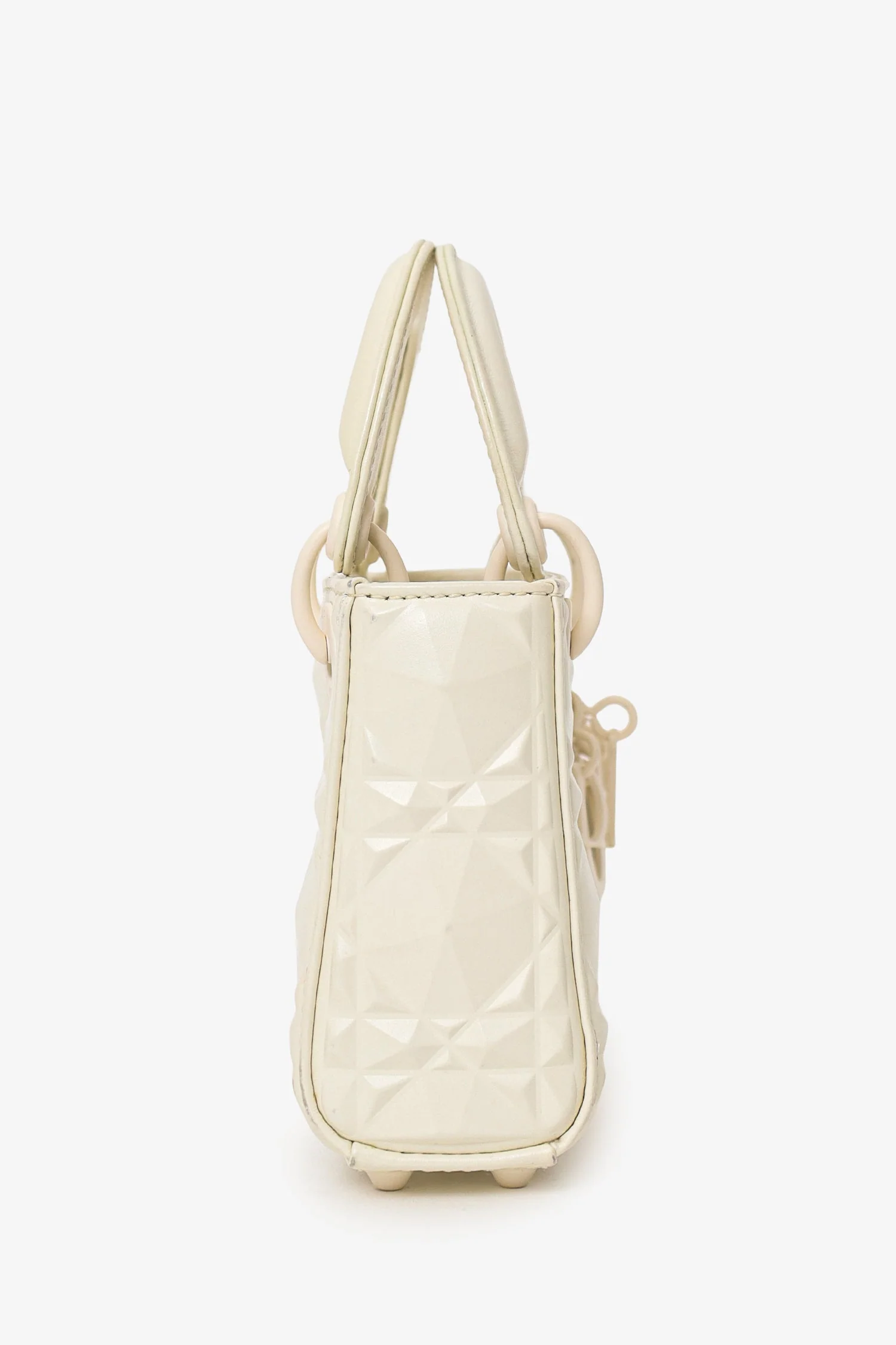 Christian Dior 2022 White Ultra Matte Calfskin Cannage Diamond Motif Micro Lady Dior - Image 3