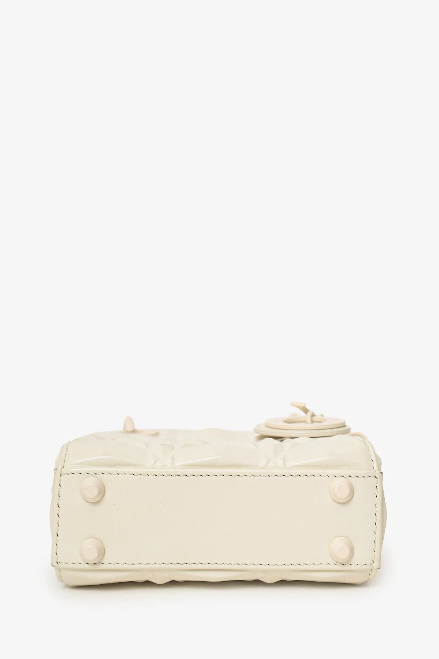 Christian Dior 2022 White Ultra Matte Calfskin Cannage Diamond Motif Micro Lady Dior - Image 5