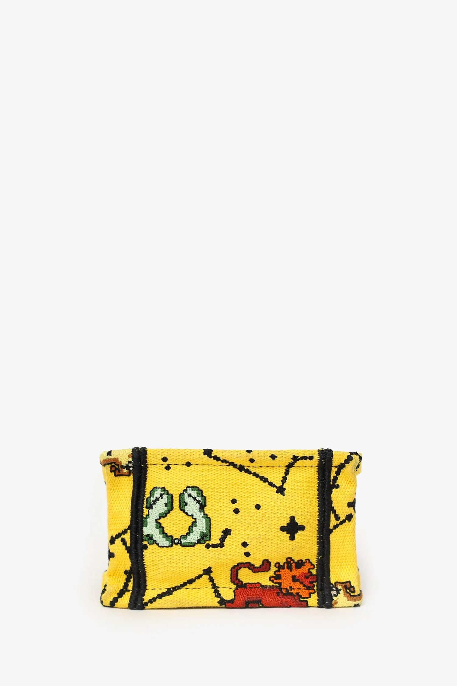 Christian Dior 2022 Yellow Canvas Embroidered Pixel Zodiac Mini Book Tote Phone Bag With Strap - Image 6