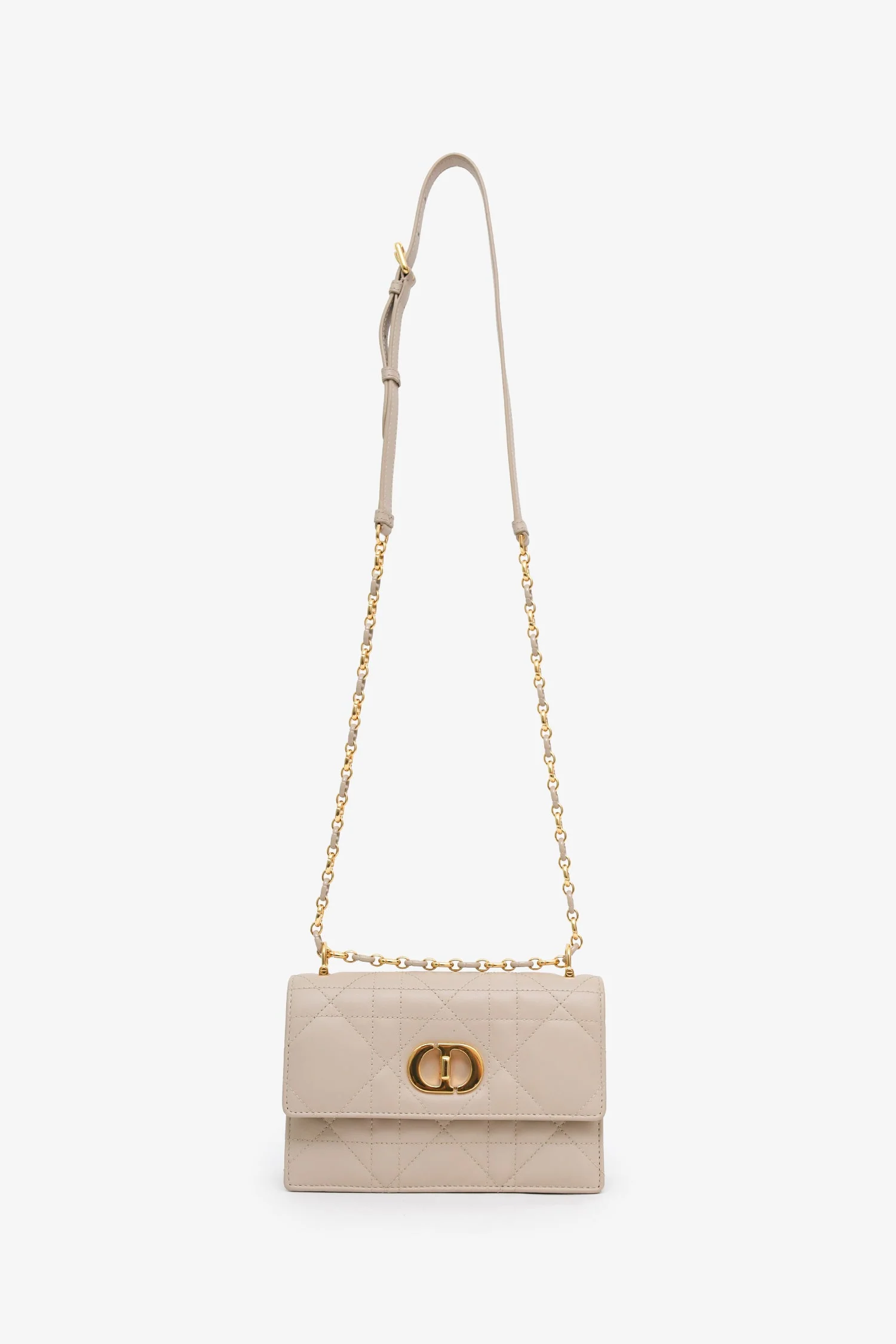 Christian Dior 2023 Beige Lambskin Macrocannage Mini Miss Caro Bag - Image 6