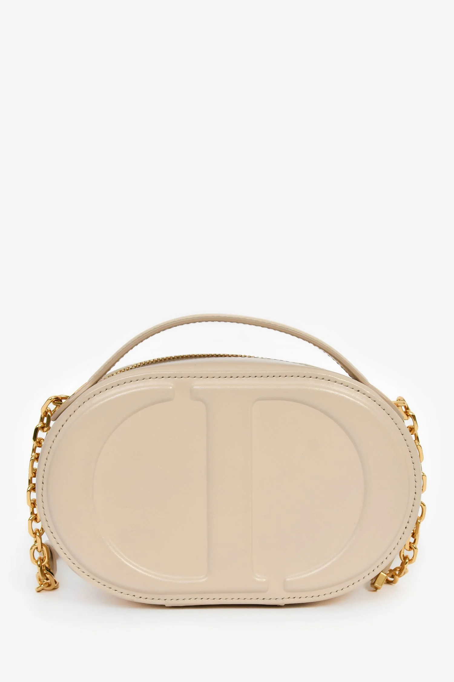 Christian Dior 2023 Beige Leather Oval Camera Crossbody Bag - Image 2