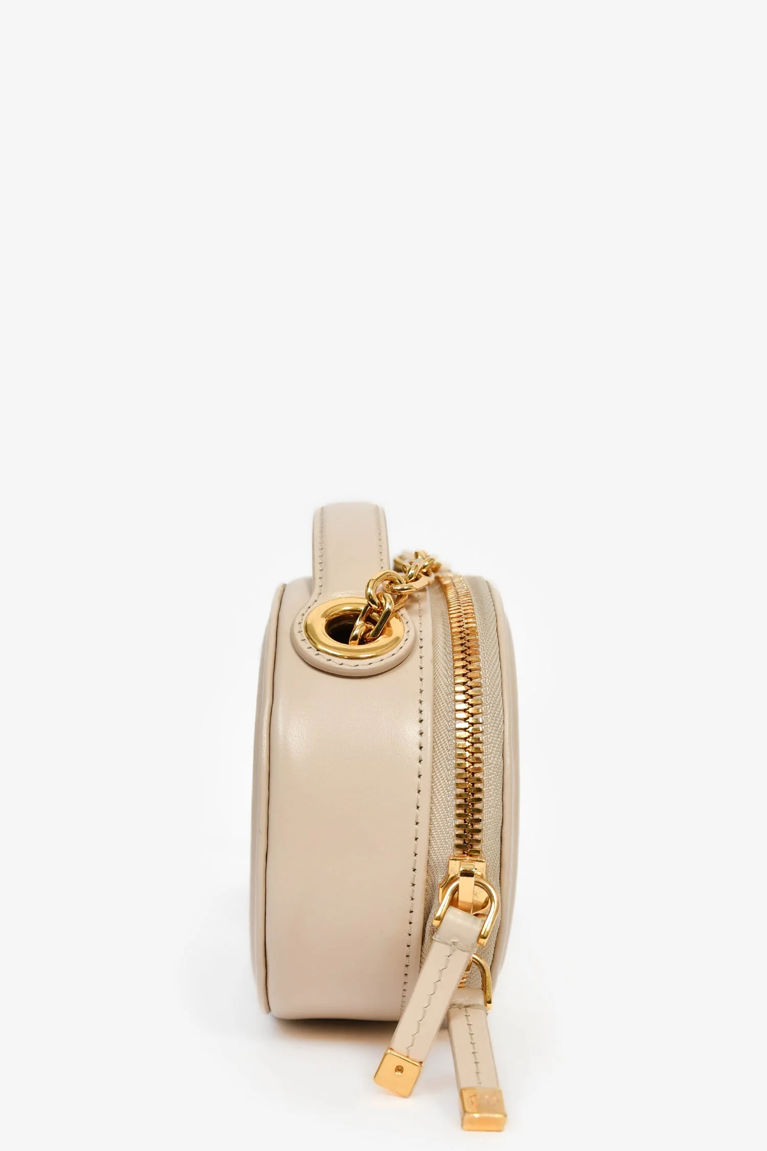 Christian Dior 2023 Beige Leather Oval Camera Crossbody Bag - Image 3