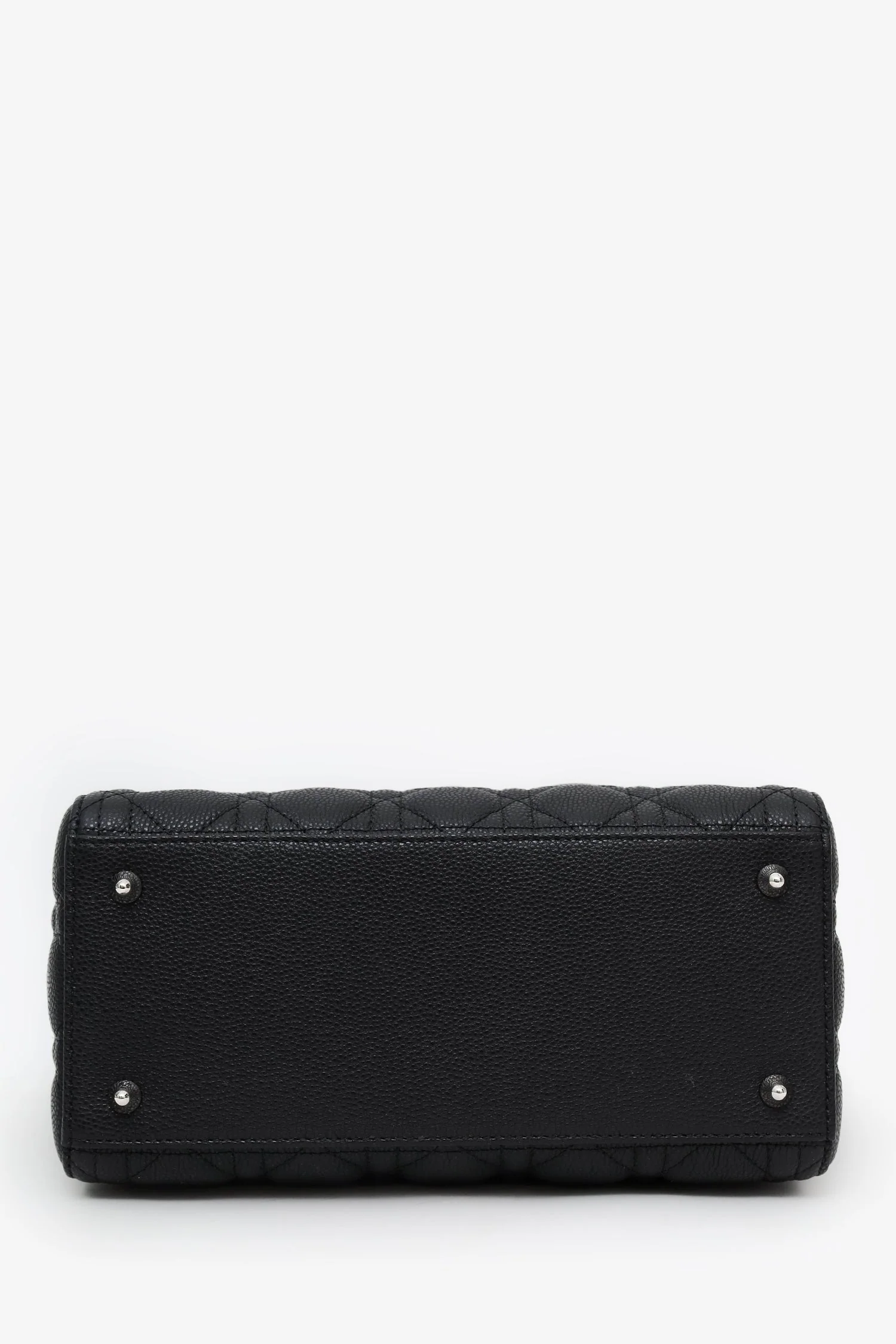 Christian Dior 2023 Black Grained Cannage Calfskin Medium Lady Dior Bag With Strap - Image 5