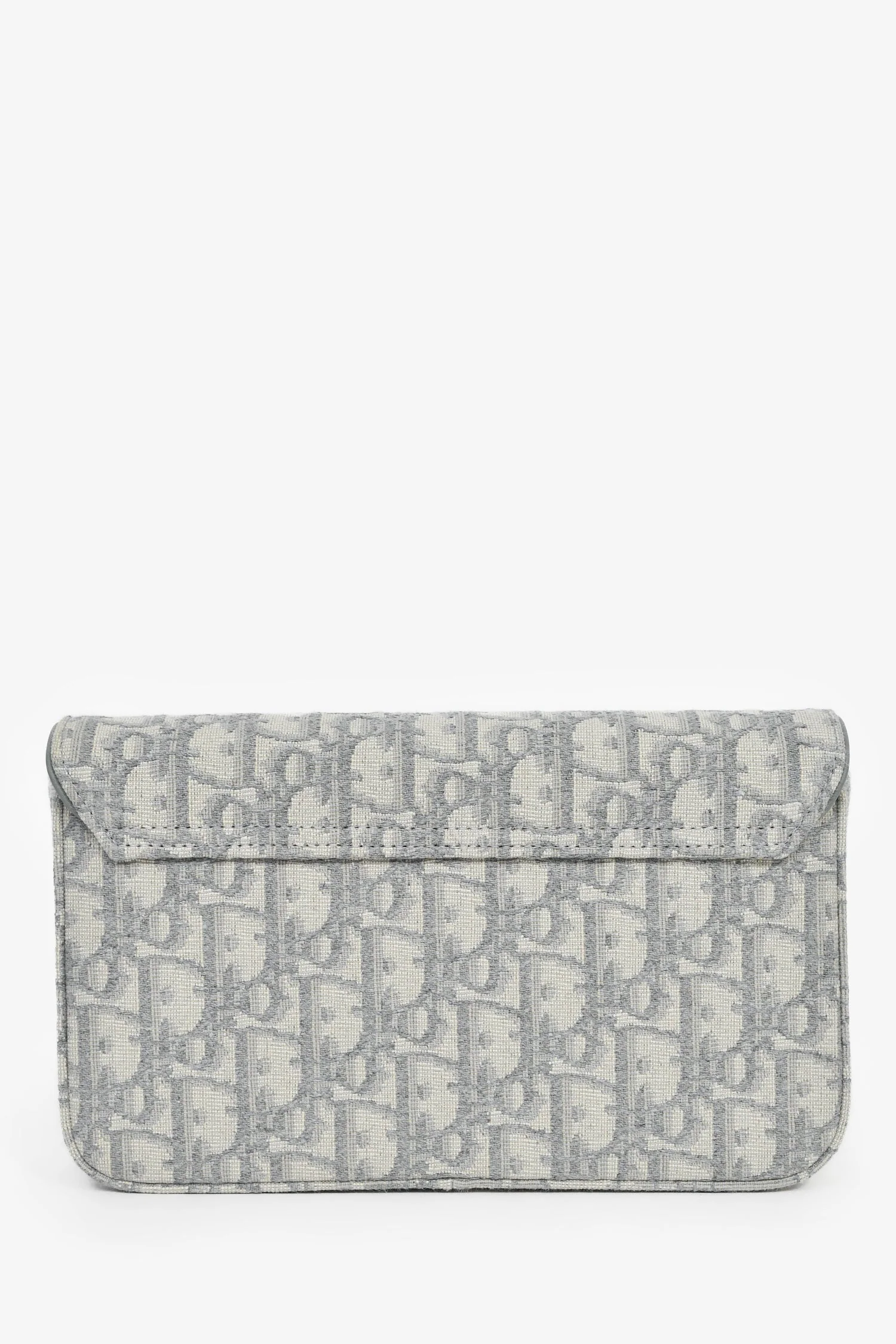 Christian Dior 2023 Grey Oblique Canvas Medium Saddle Pouch With Chain - Image 2