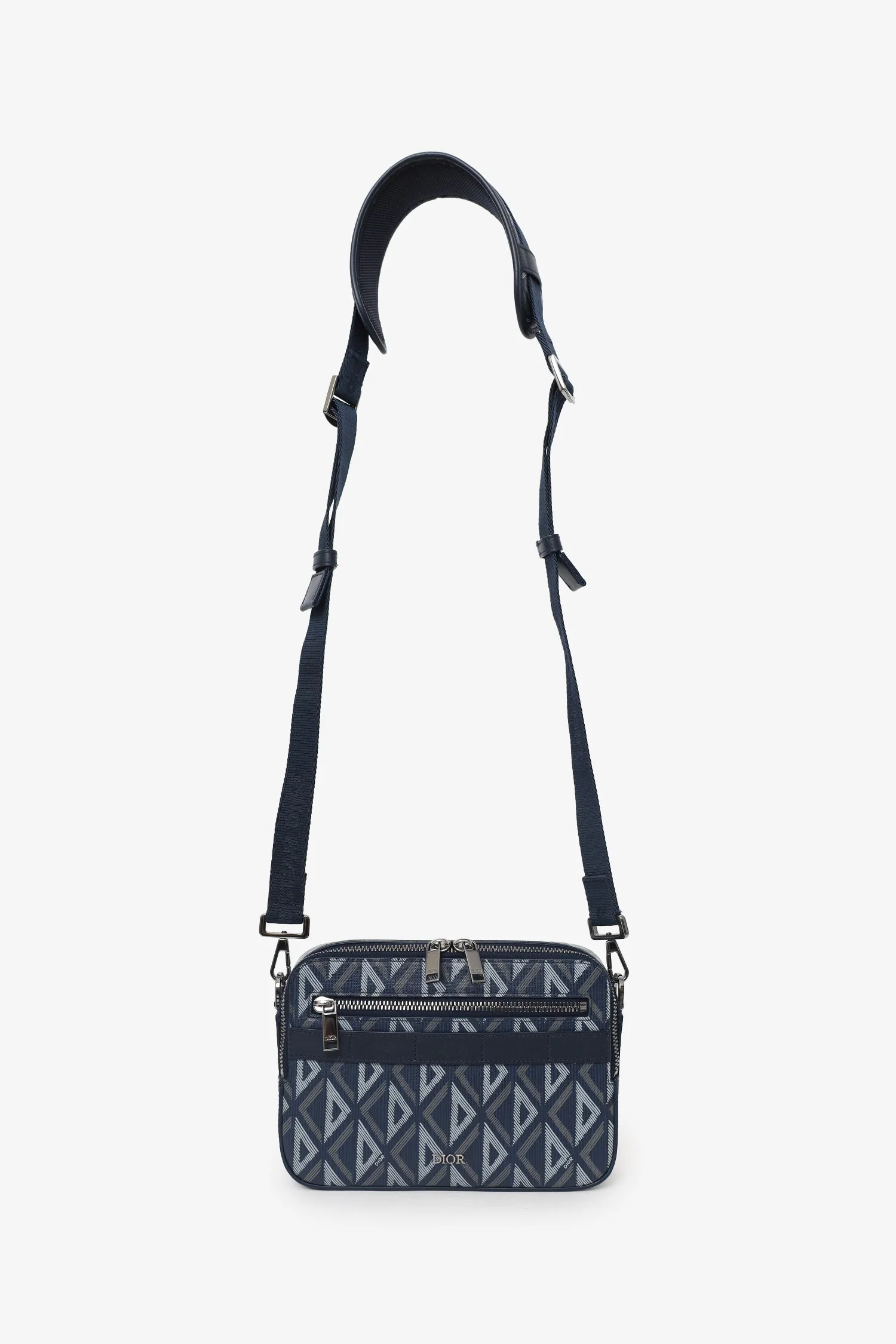 Christian Dior 2023 Navy Coated Canvas CD Diamond Safari Messenger - Image 6