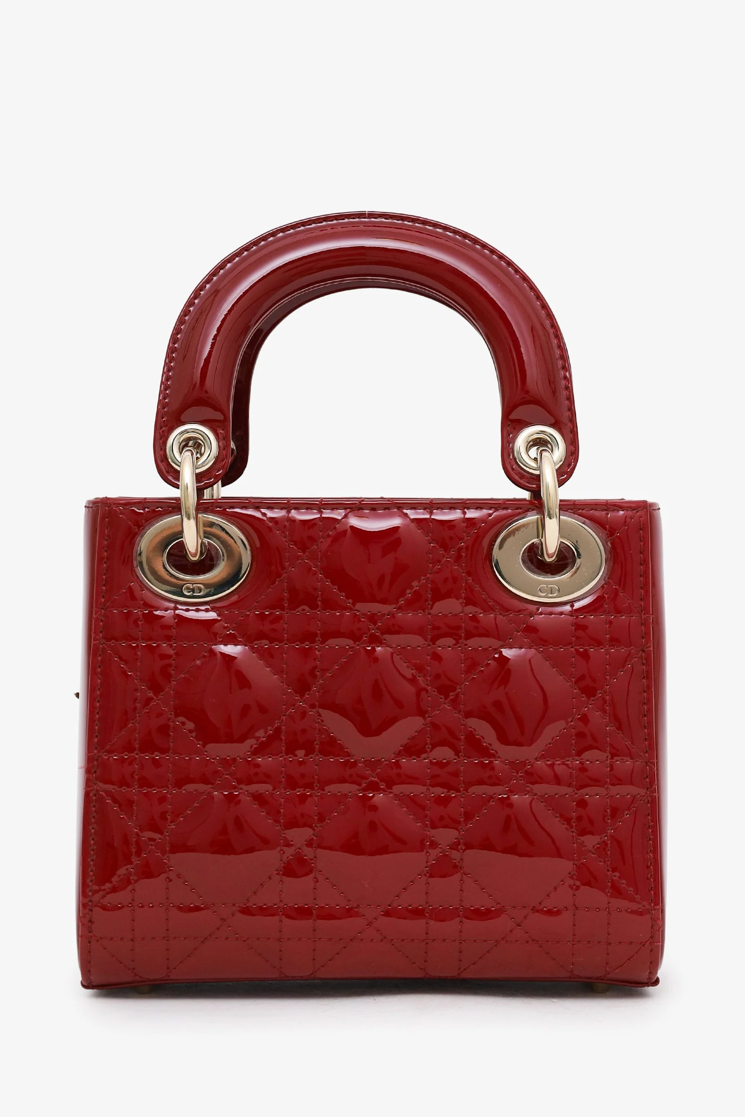 Christian Dior 2023 Red Patent Cannage Leather Mini Lady Dior - Image 2