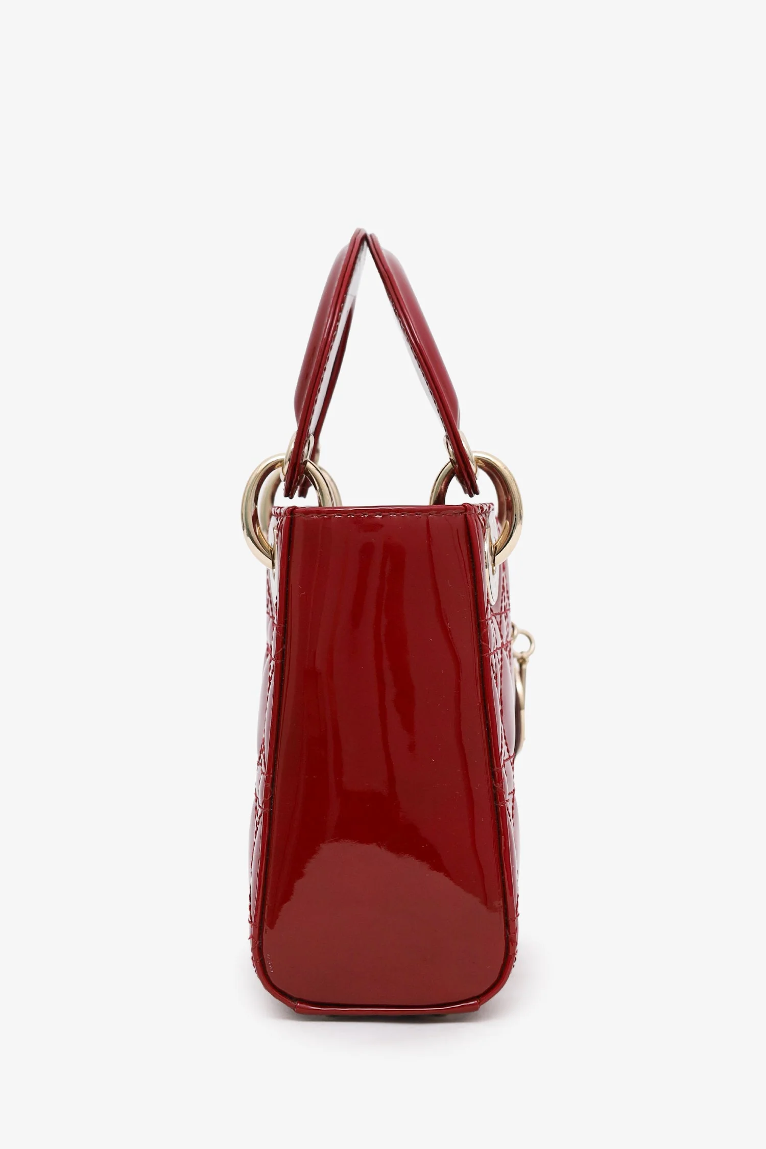 Christian Dior 2023 Red Patent Cannage Leather Mini Lady Dior - Image 3