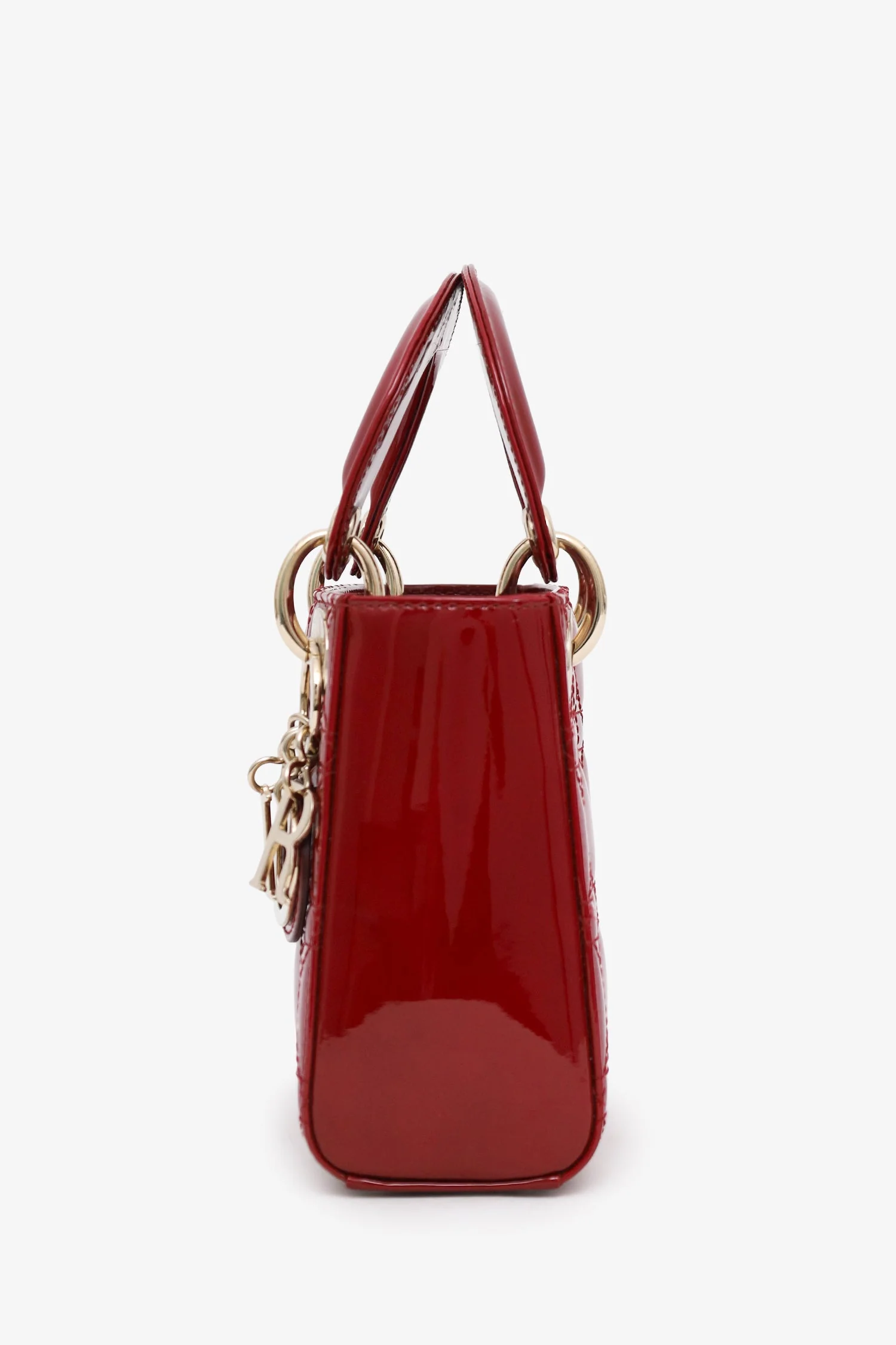 Christian Dior 2023 Red Patent Cannage Leather Mini Lady Dior - Image 4